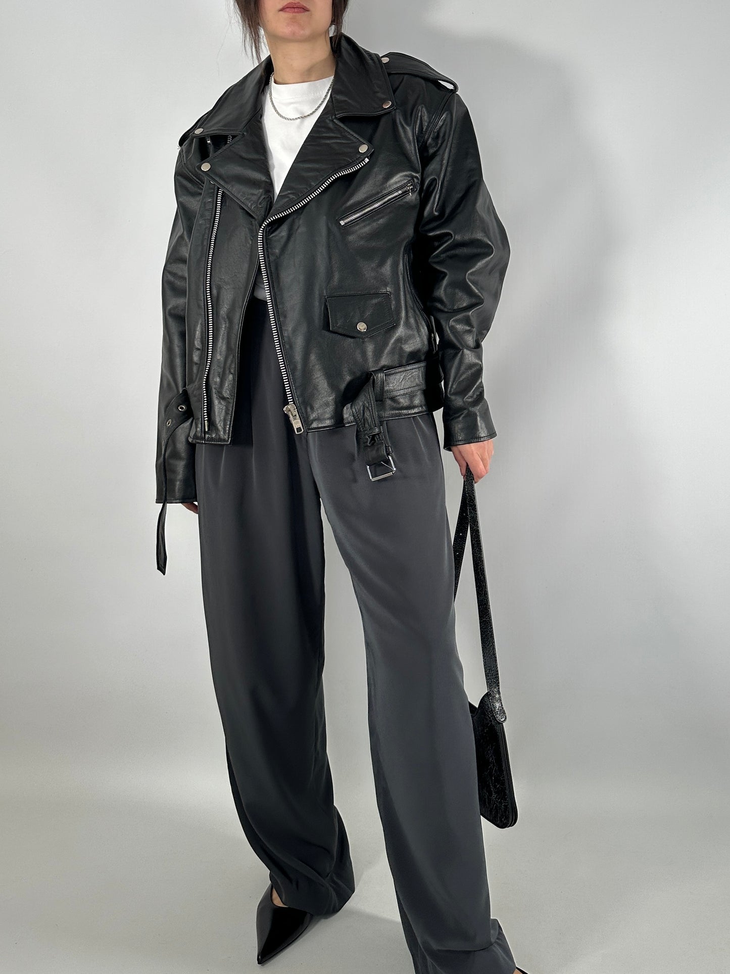 Iconic biker jacket in genuine leather
