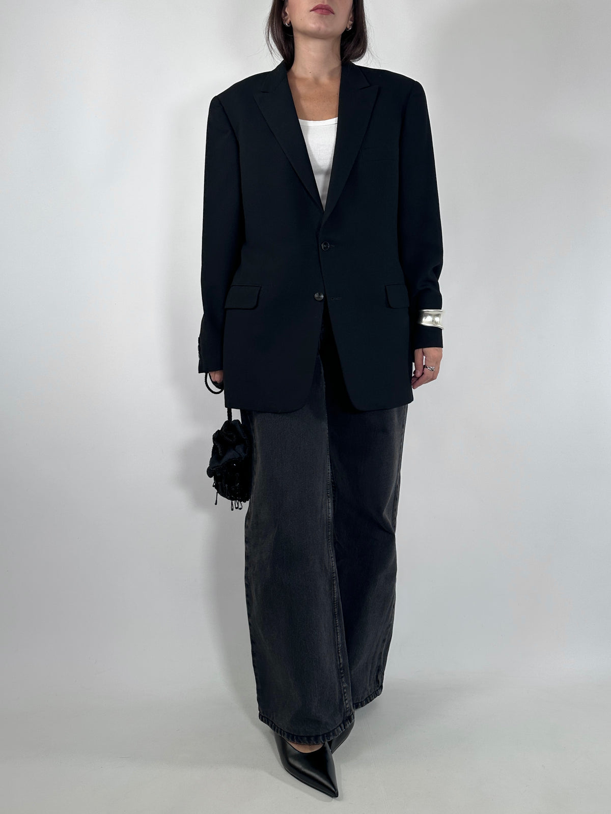 Black Wool Tailored Blazer