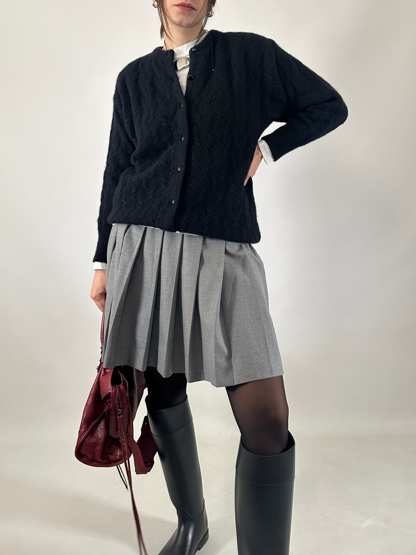 Vintage black mohair knit cardigan