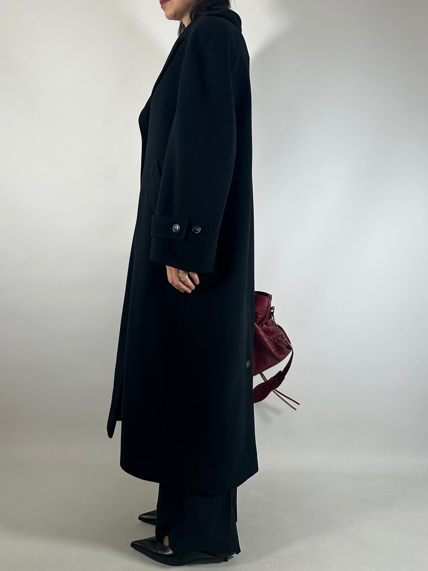 Vintage Black Wool Coat Carisma by Valentino