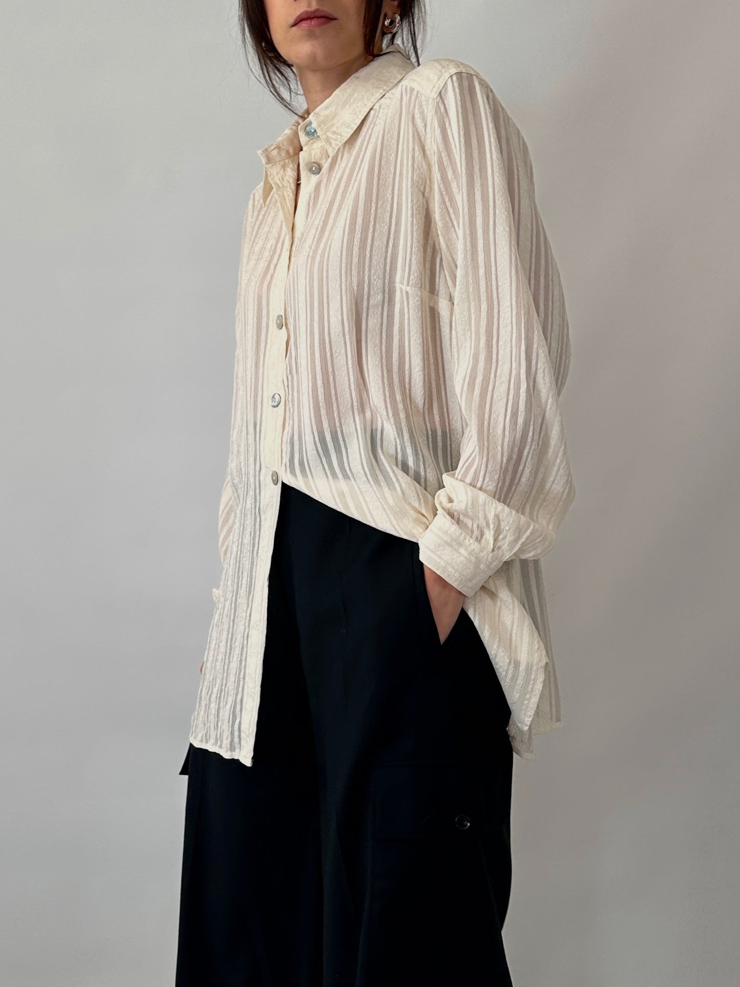 Embroidered vintage ivory shirt