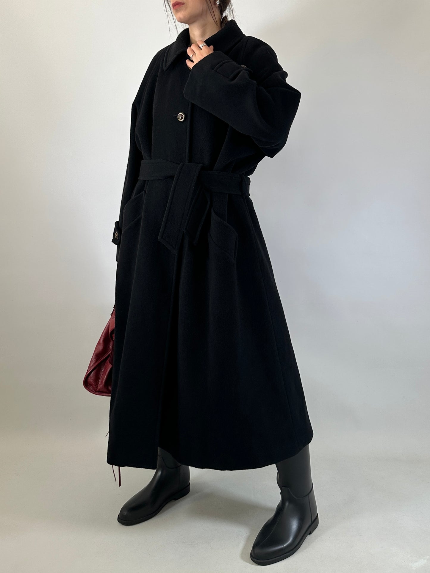 Vintage belted maxi coat