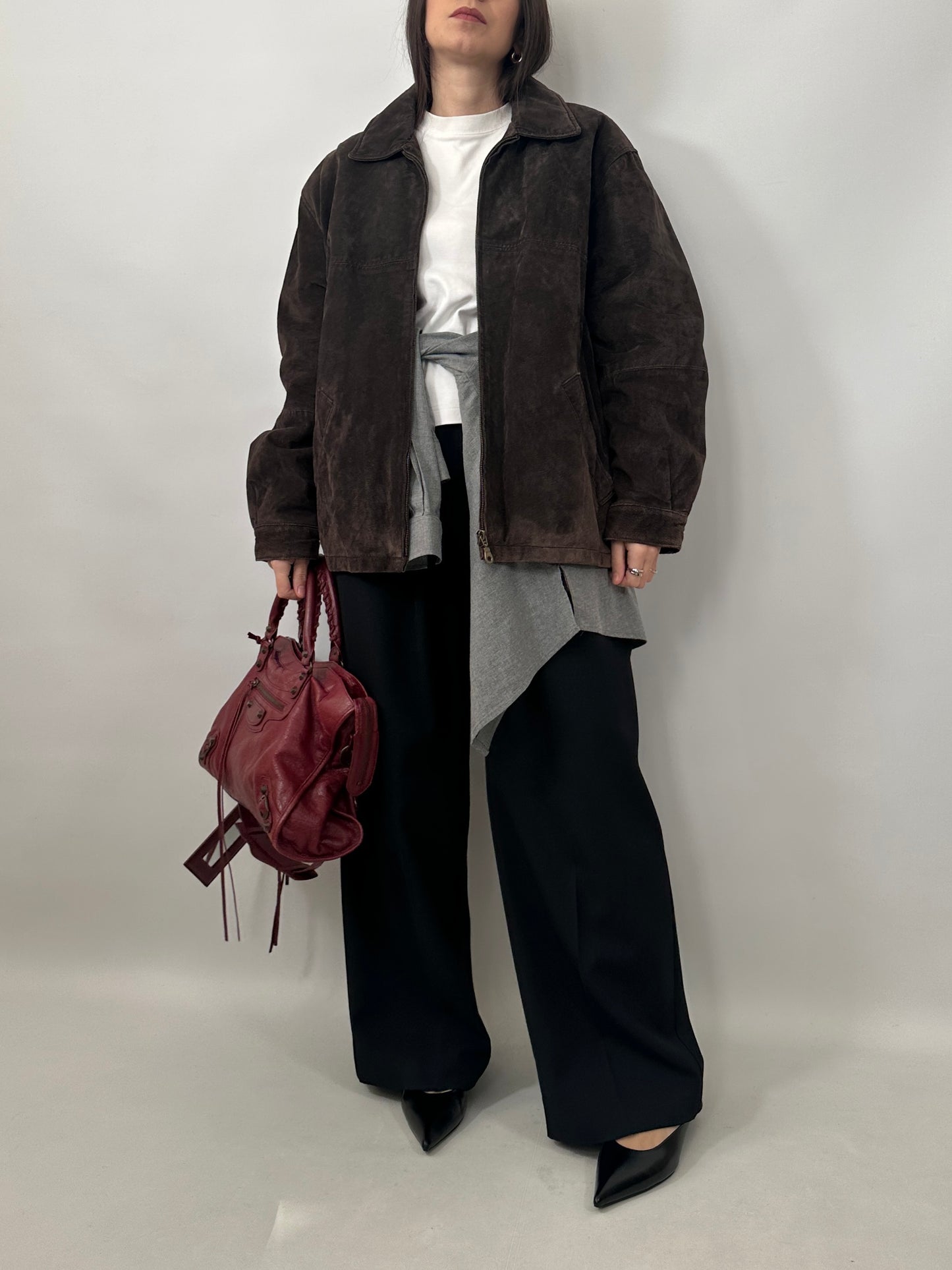 Vintage Zipped Suede Leather Jacket
