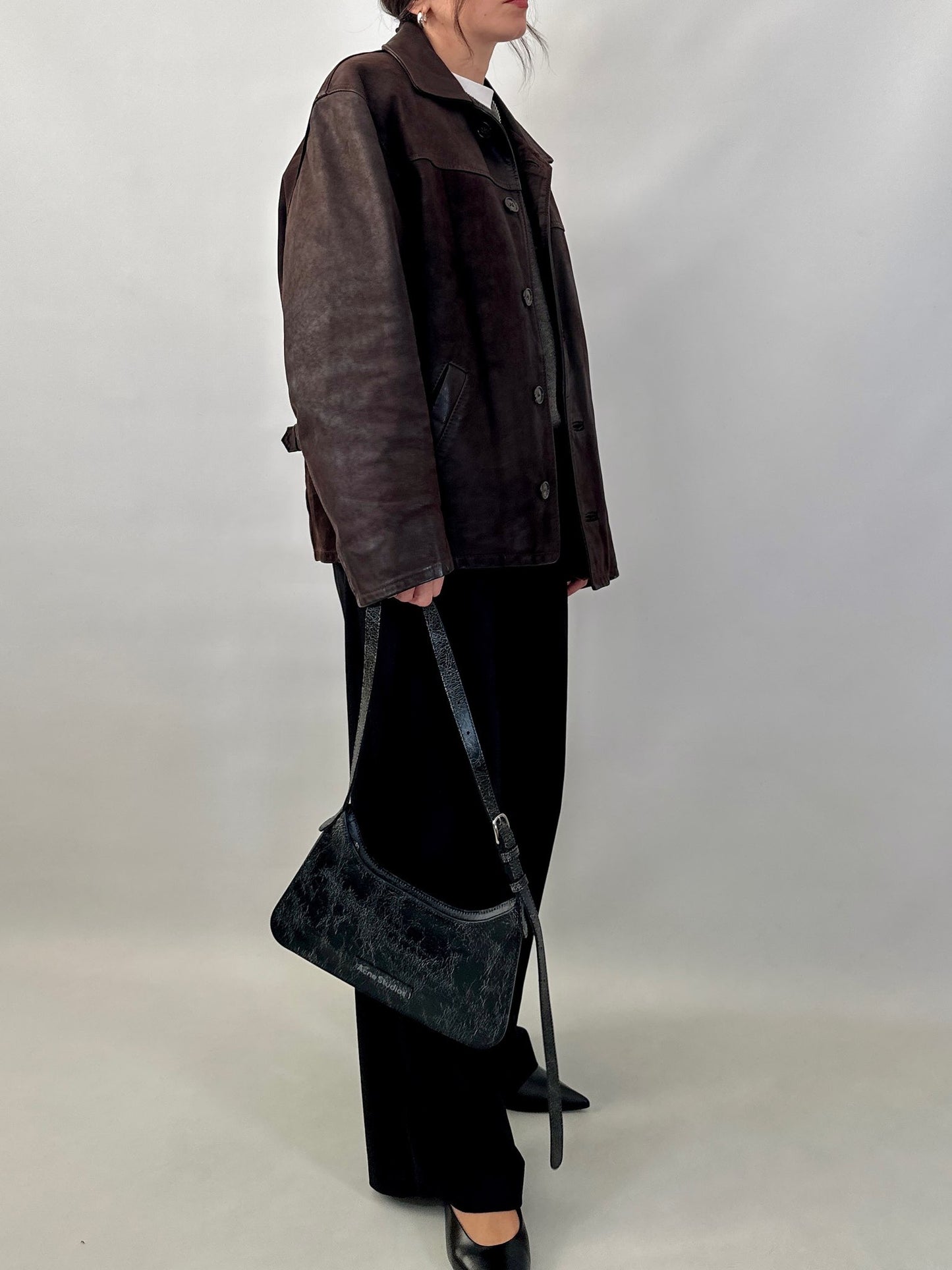 Nubuck leather car coat