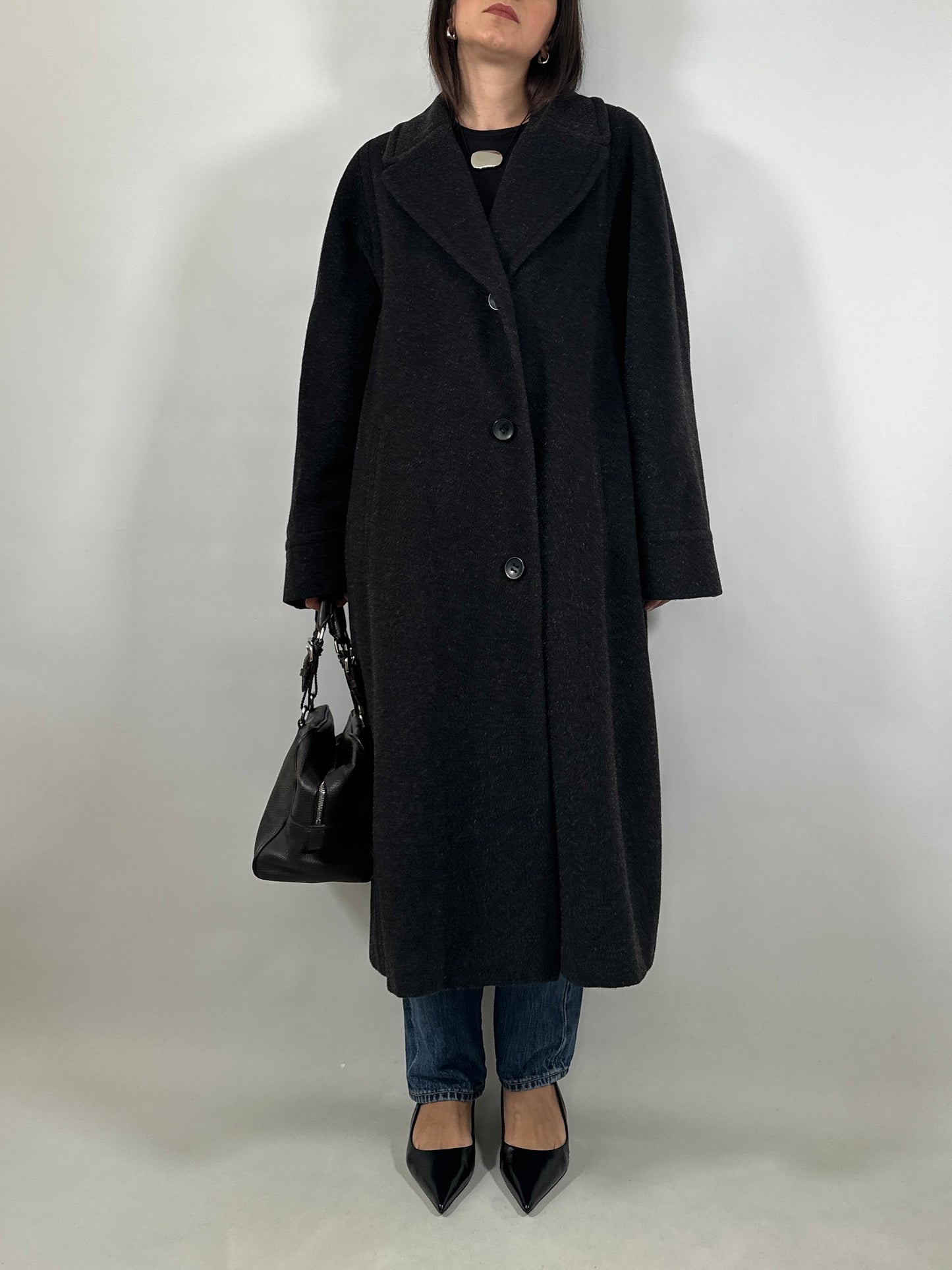 Grey Mohair Oversized Coat