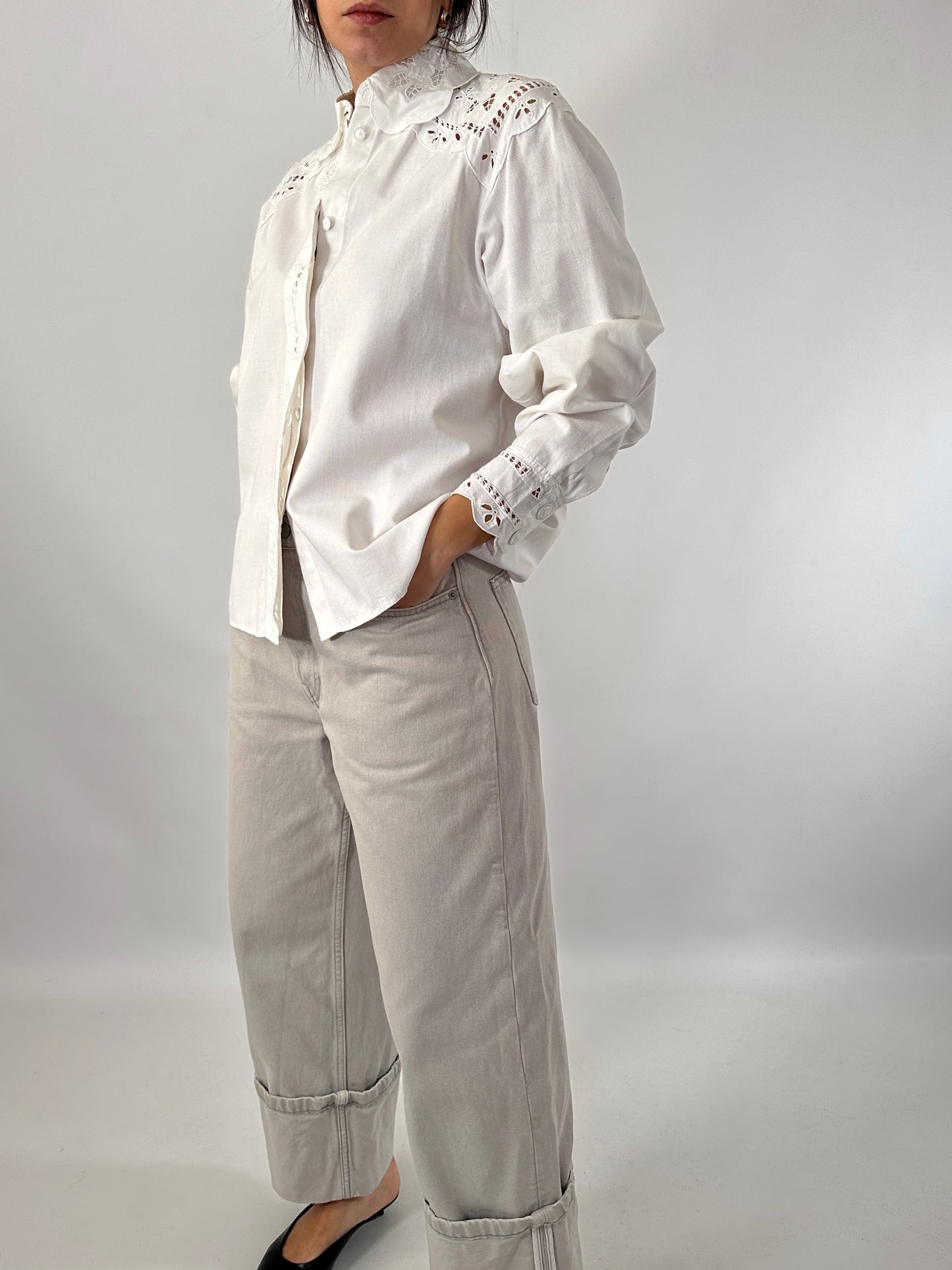 Hand-embroidered vintage white shirt