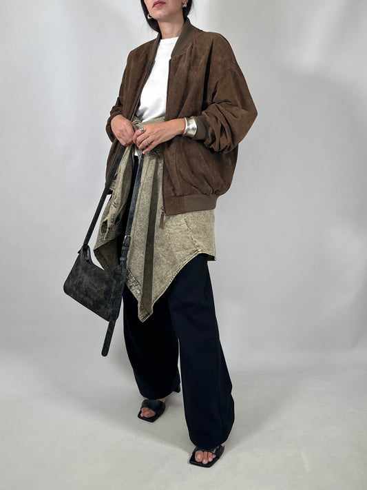 Vintage Suede Bomber Jacket