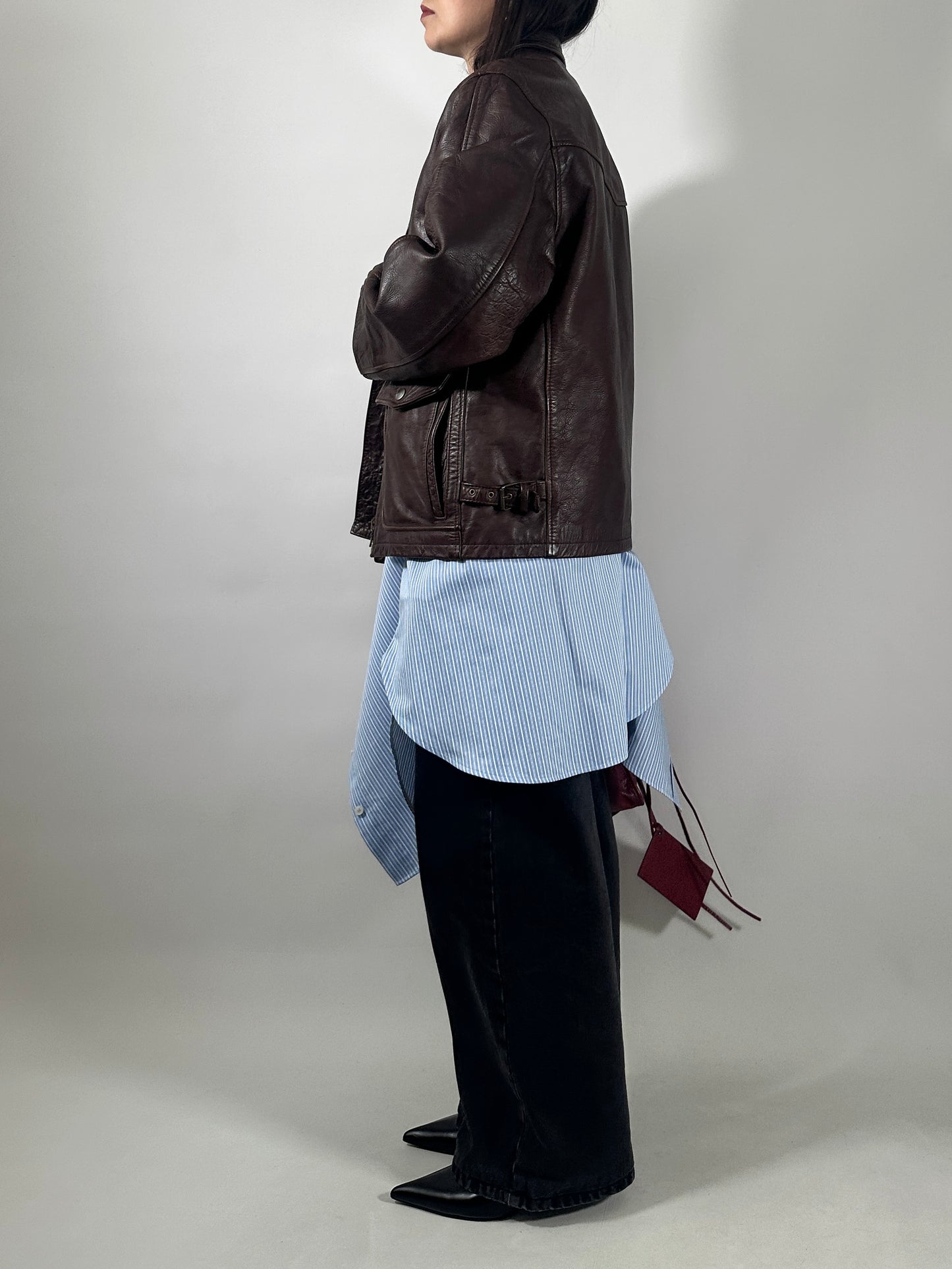 Vintage Leather Jacket with Removable Vest