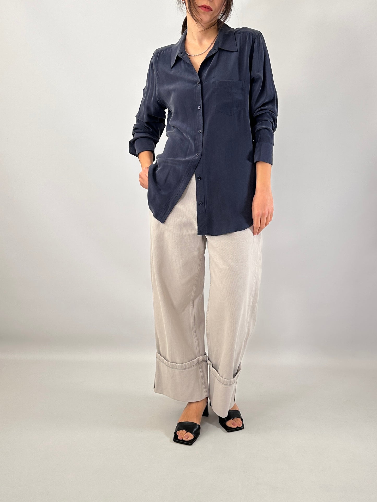 Essential washed silk blue shirt