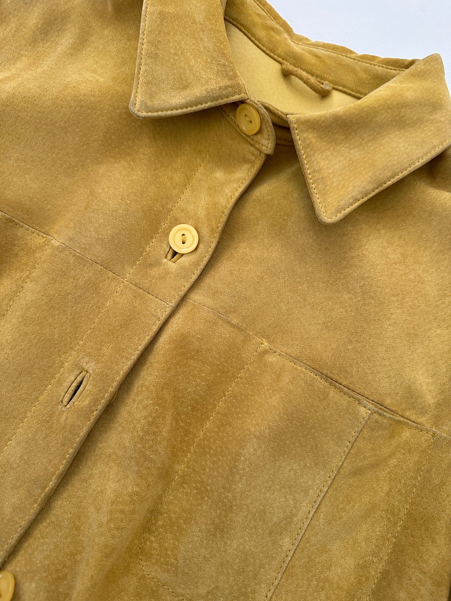 Yellow real suede overshirt