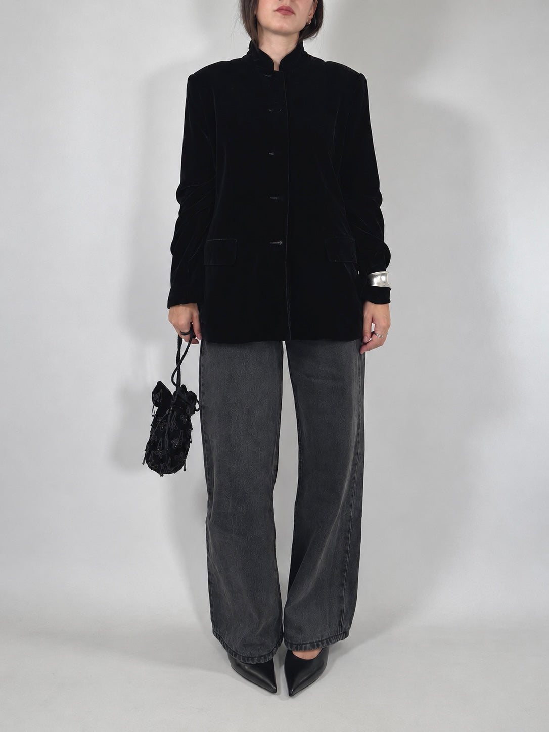 Vintage Velvet High Collar Jacket