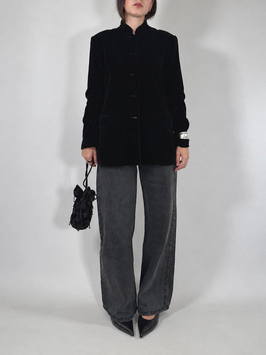 Vintage Velvet High Collar Jacket