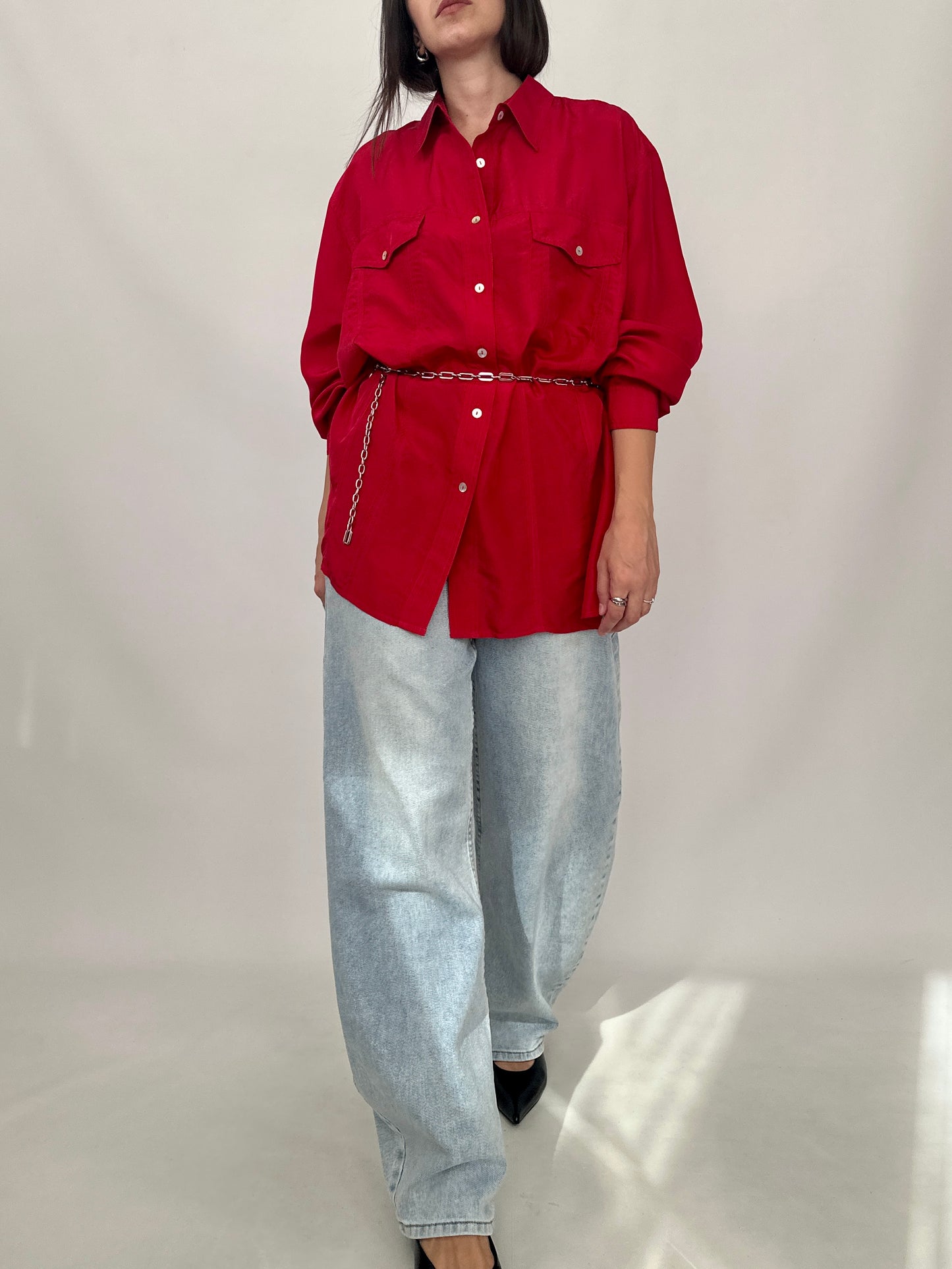 Oversized Silk Utility Shirt