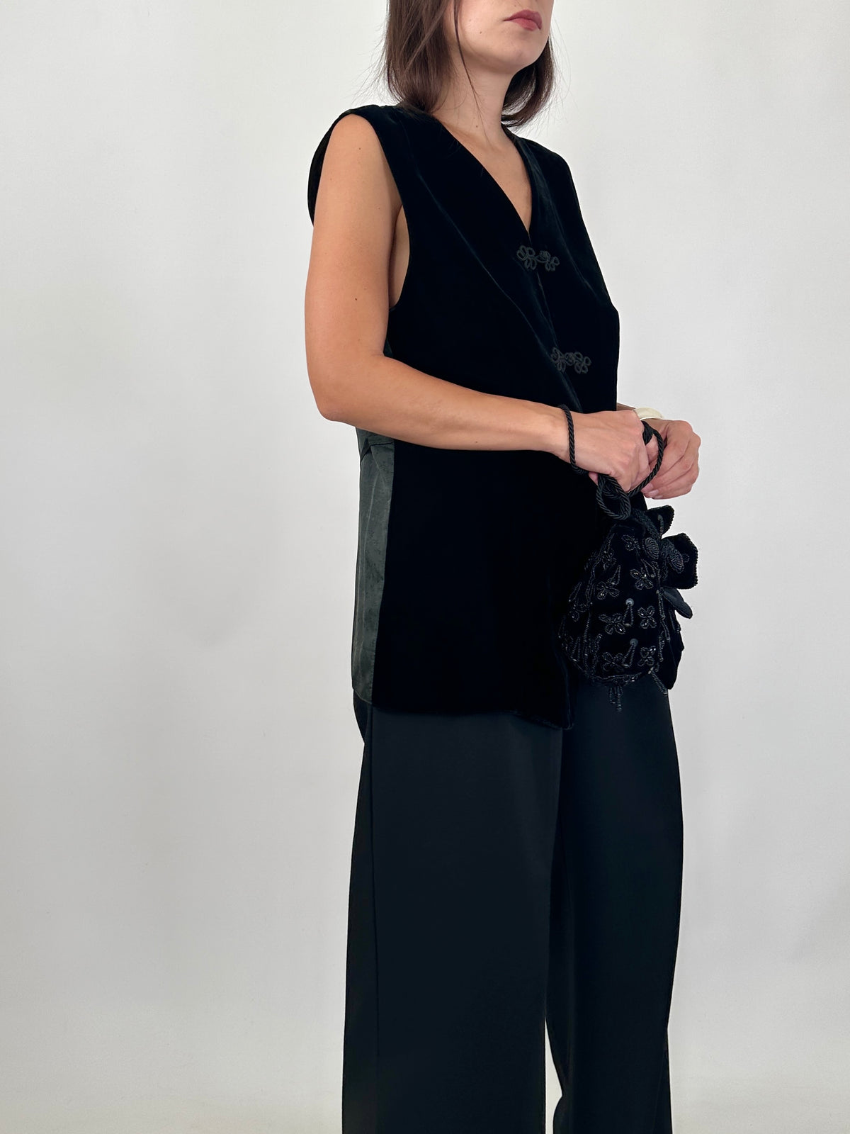 Velvet Vest with Frog Closures