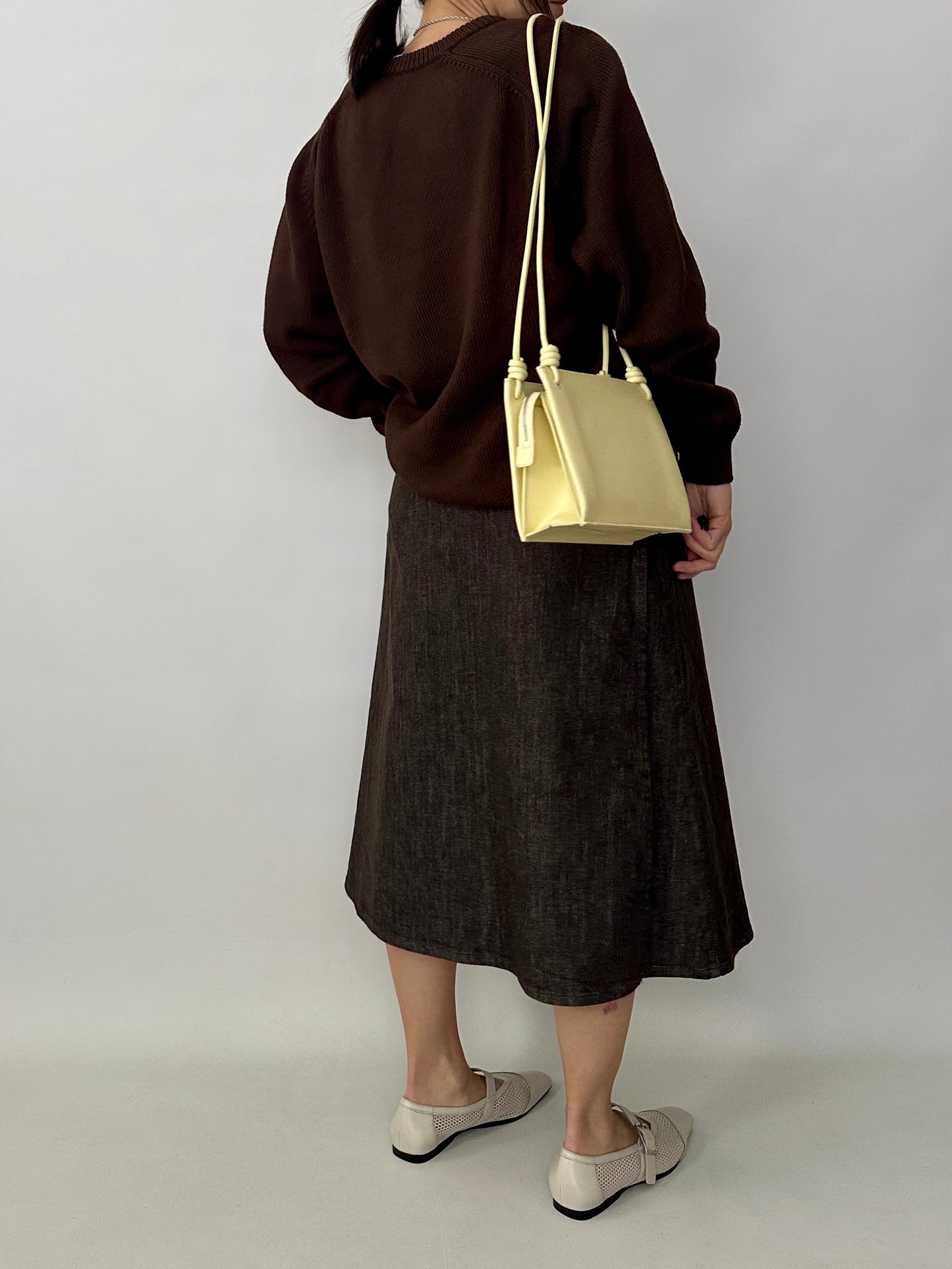 Max Mara chocolate denim wrap skirt