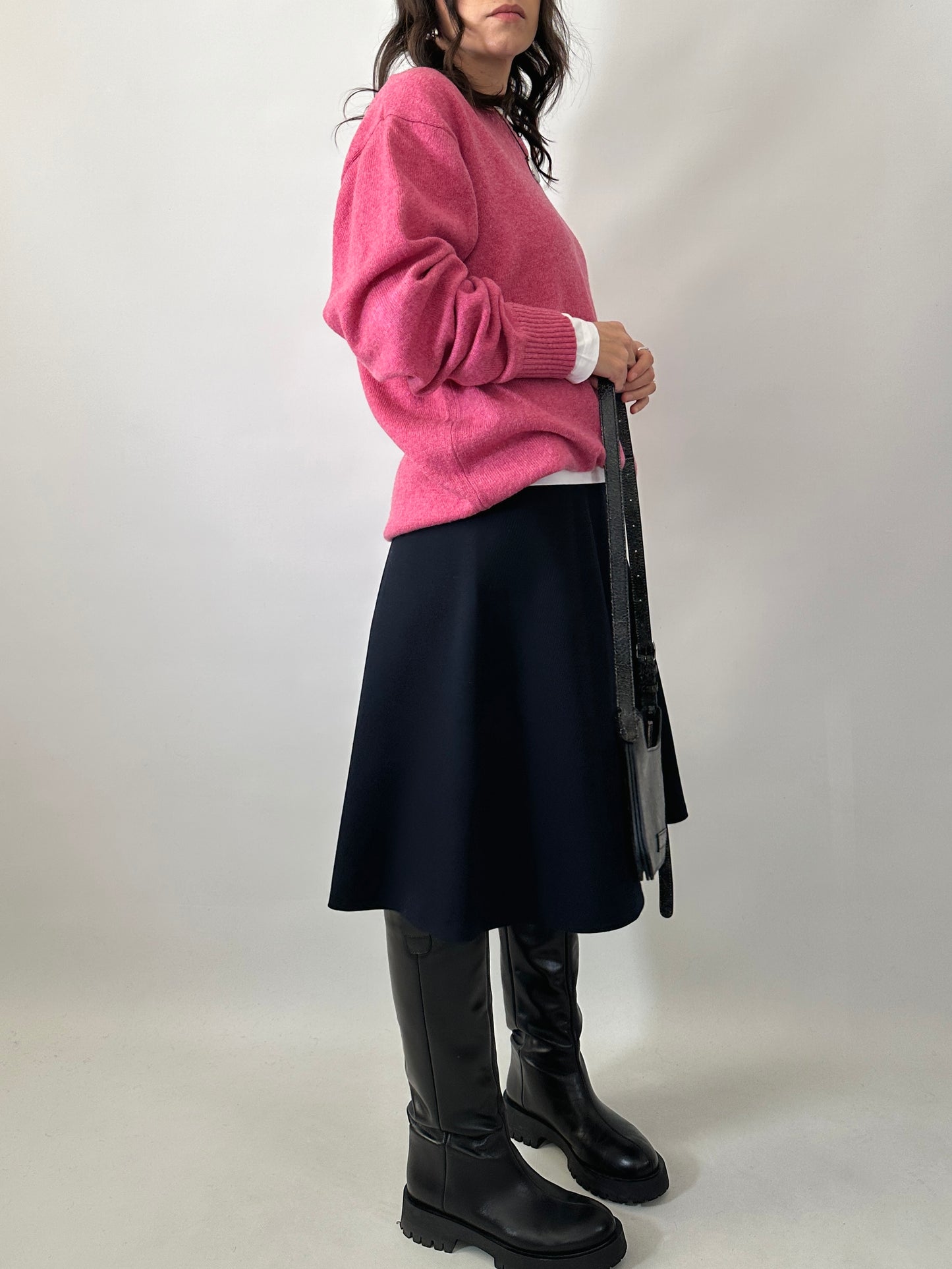 Vintage dark navy flared skirt