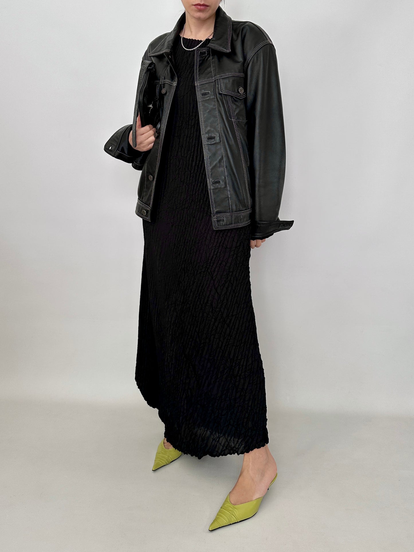 Soft leather trucker jacket