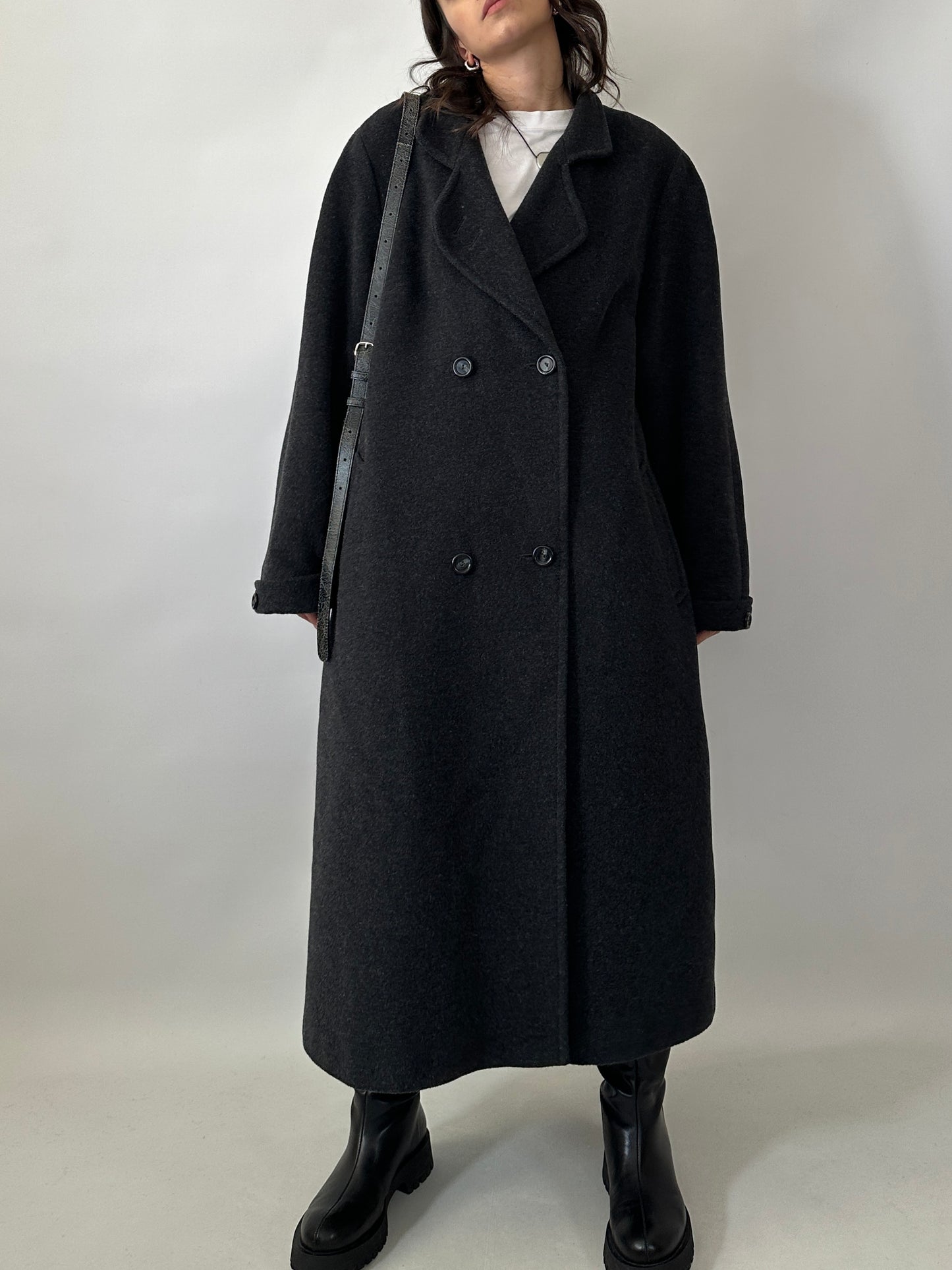 Vintage wool and kid mohair long coat - oversized fit