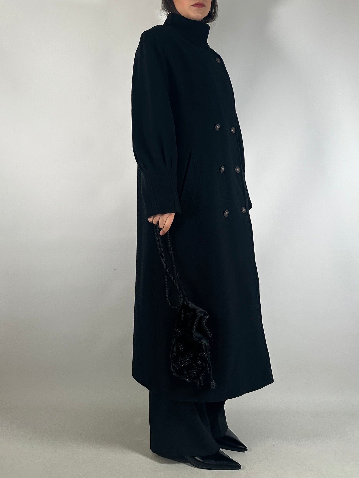 Vintage Black Loden-Style Coat