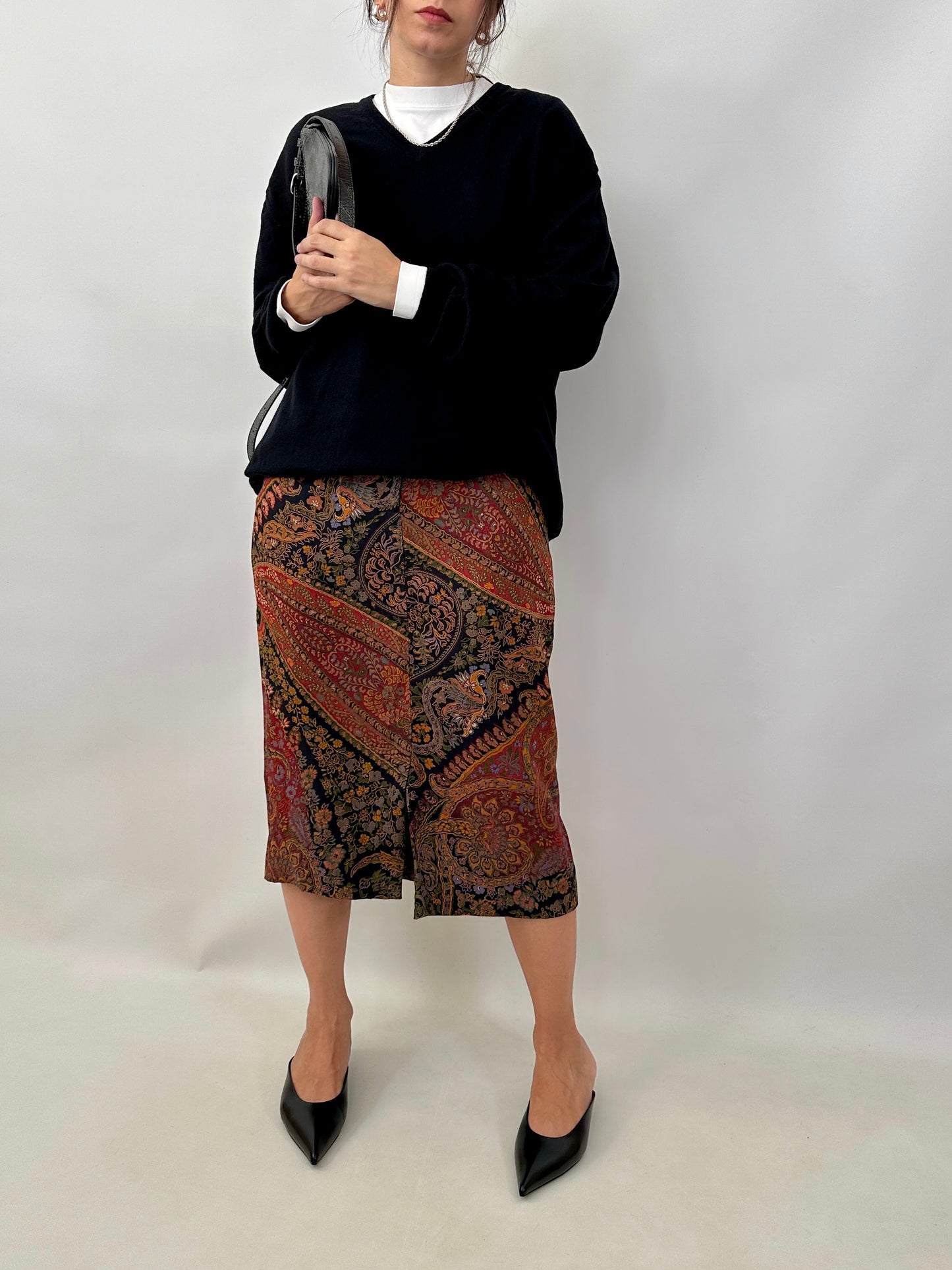 Etro silk and wool pencil skirt