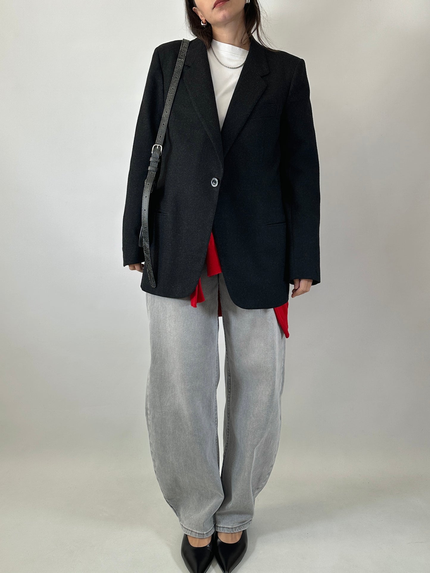 Vintage wool one-button blazer