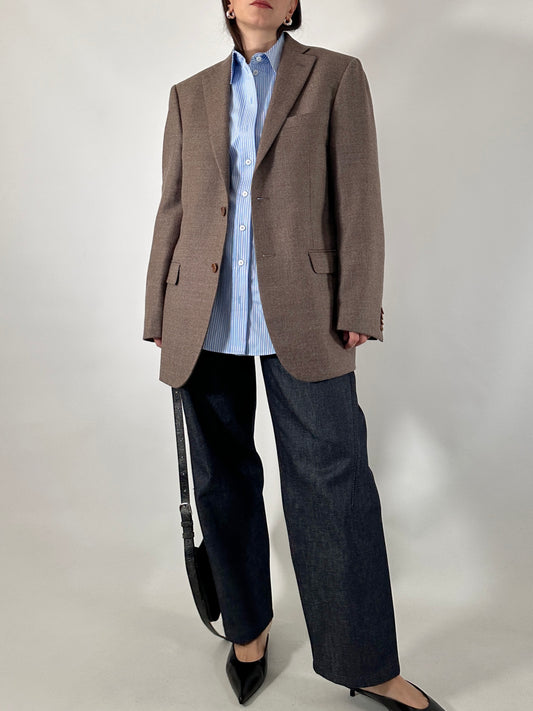 Tailored pure wool brown blazer