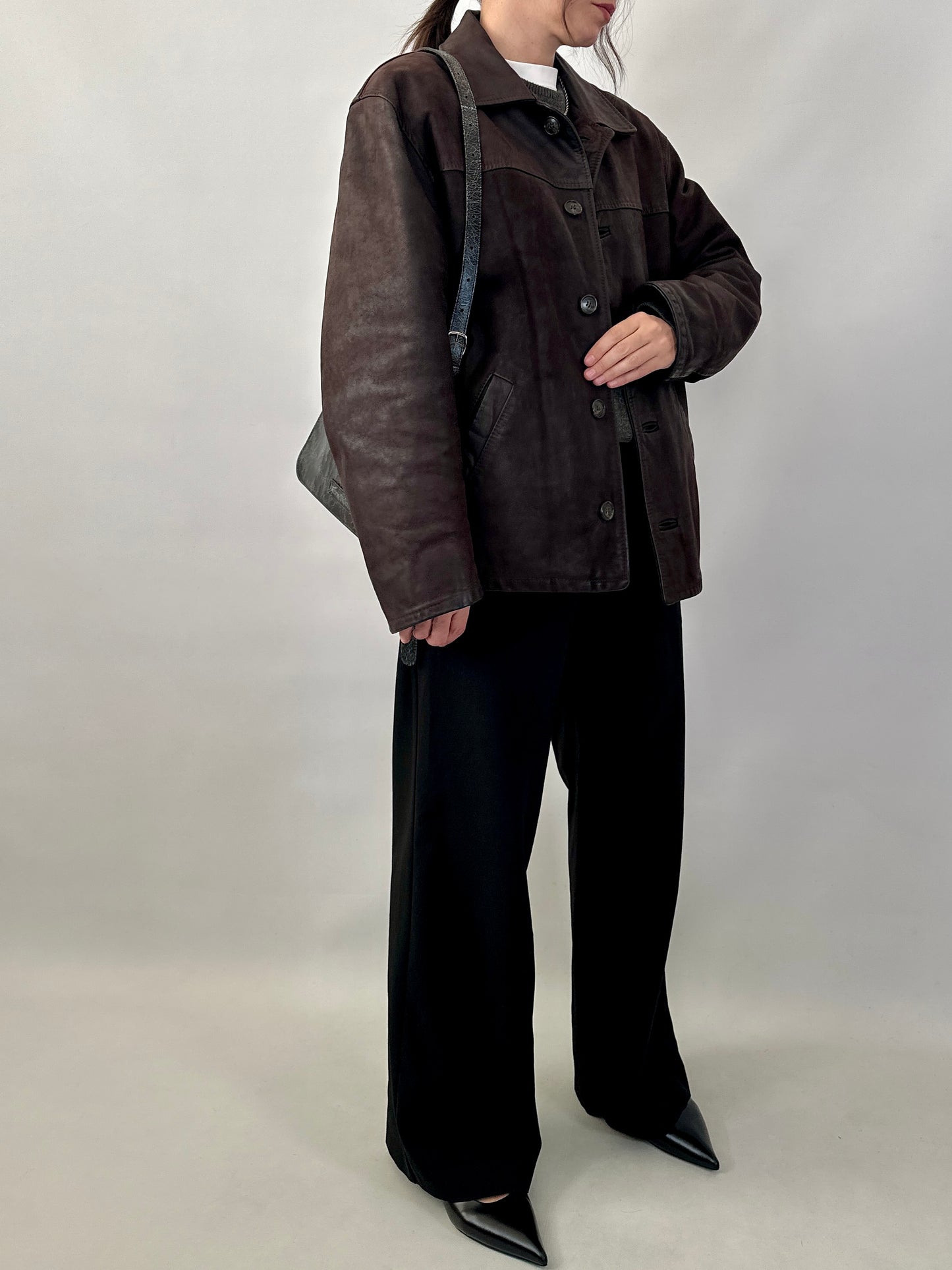 Nubuck leather car coat