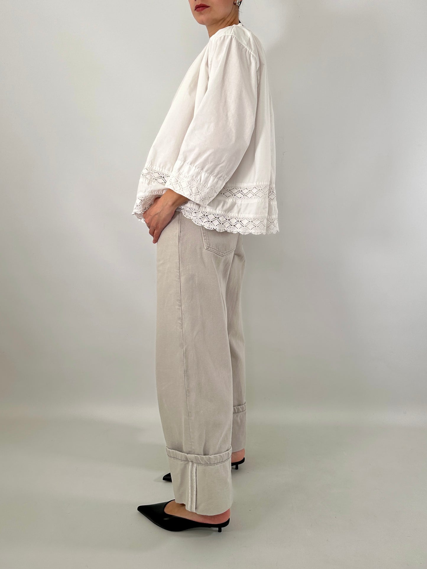 Vintage crochet panel blouse