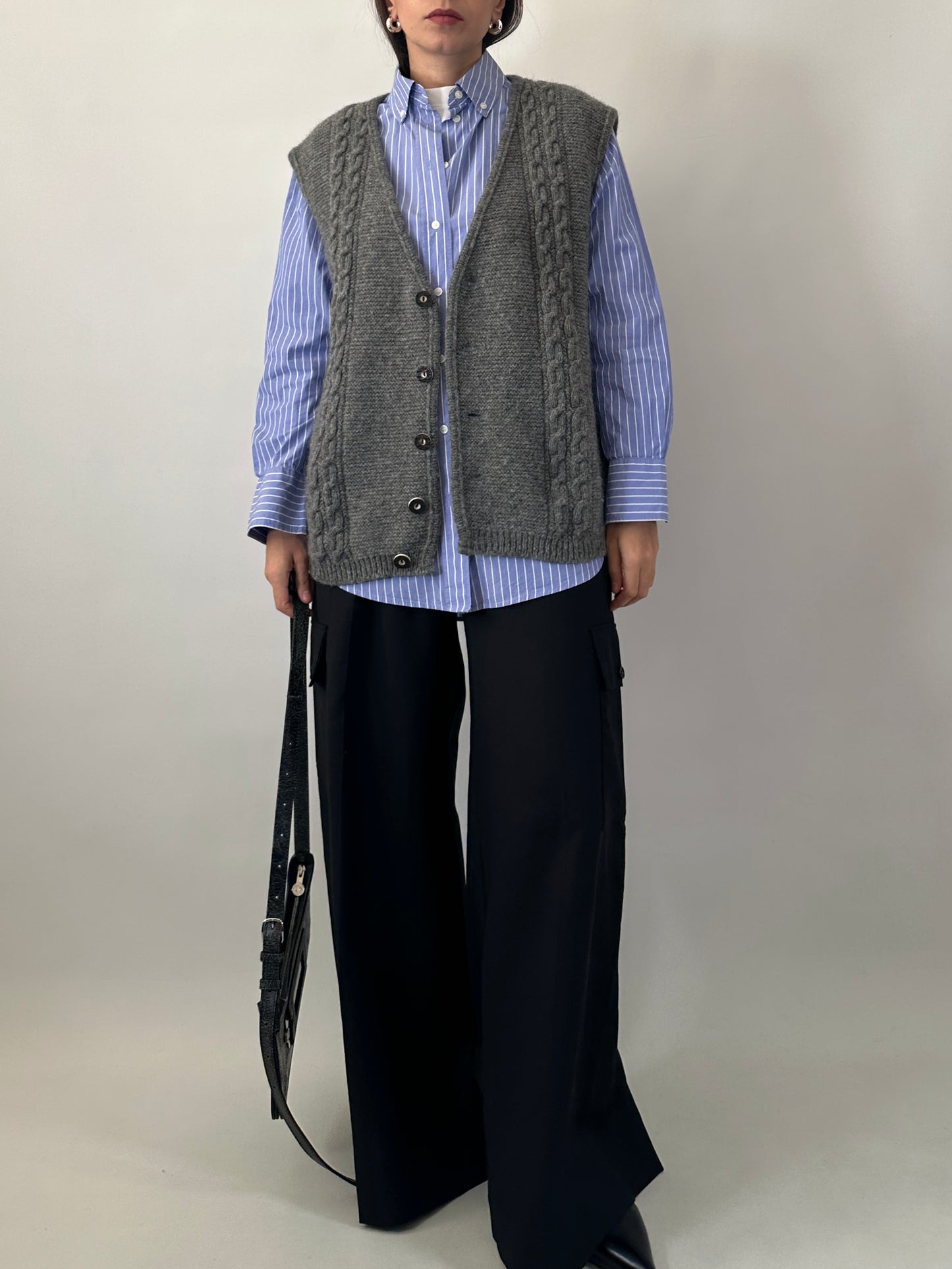 Chunky button-front knit vest