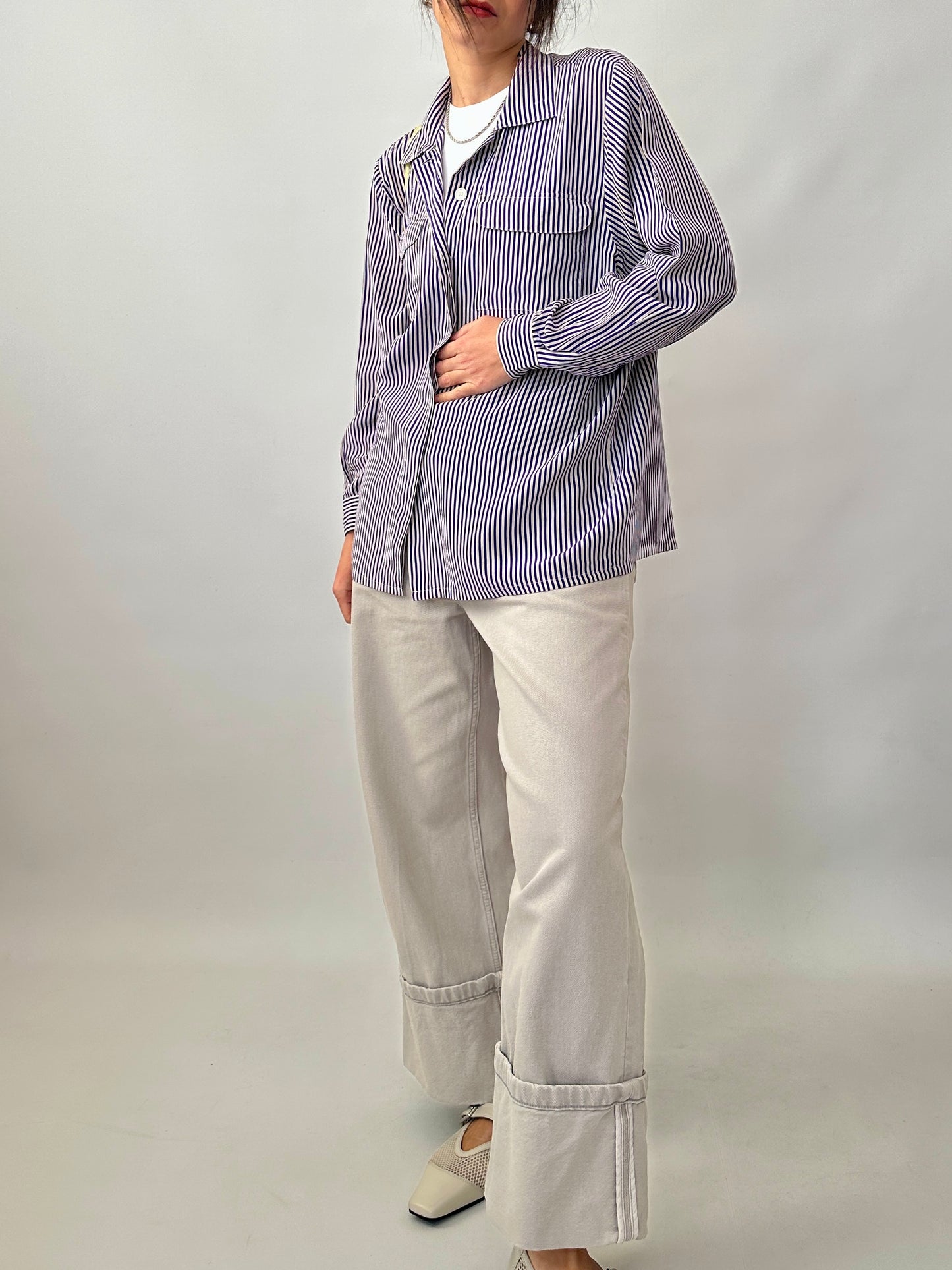 Pure silk striped shirt