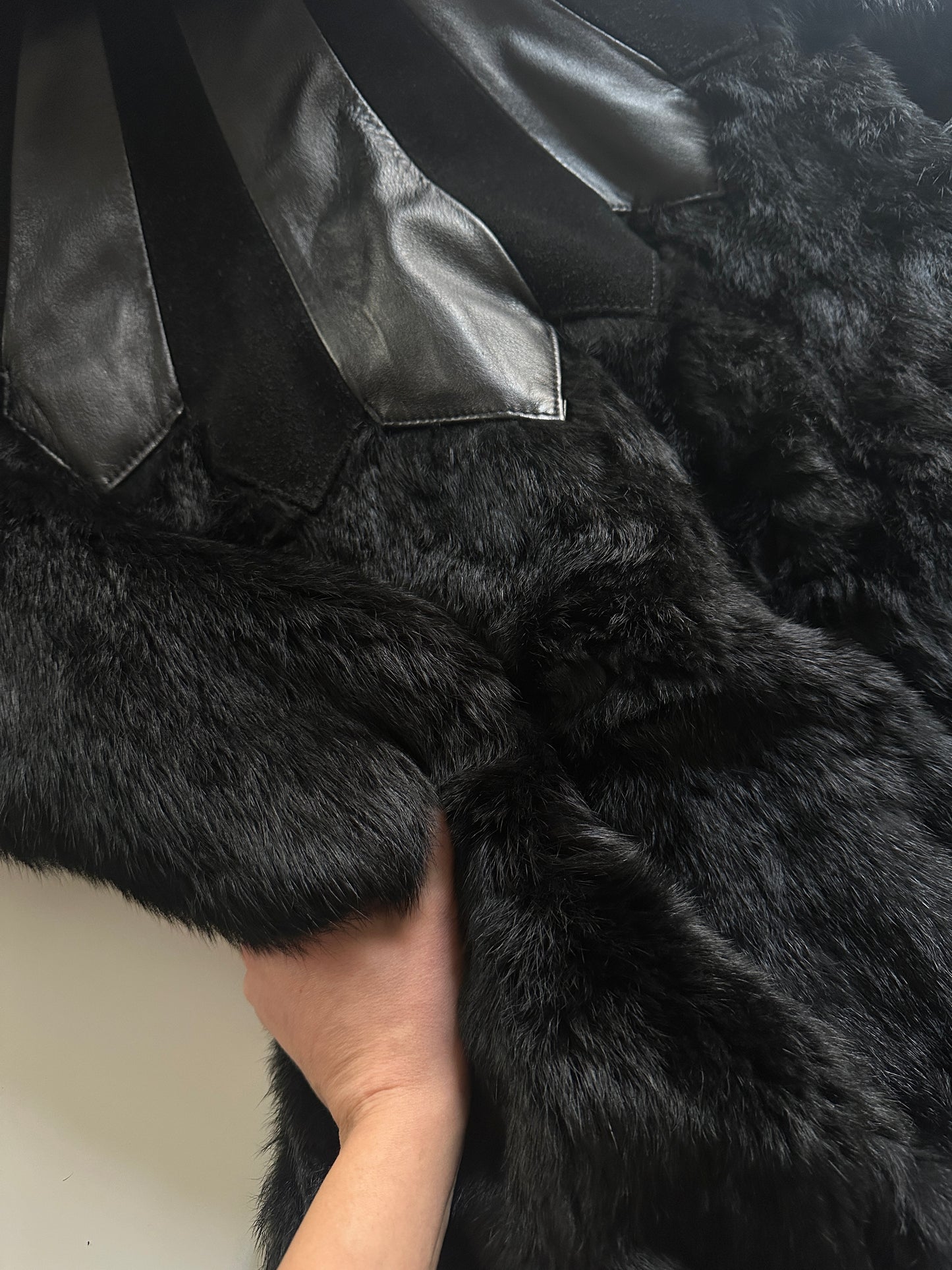 Vintage Fur & Leather Panel Jacket