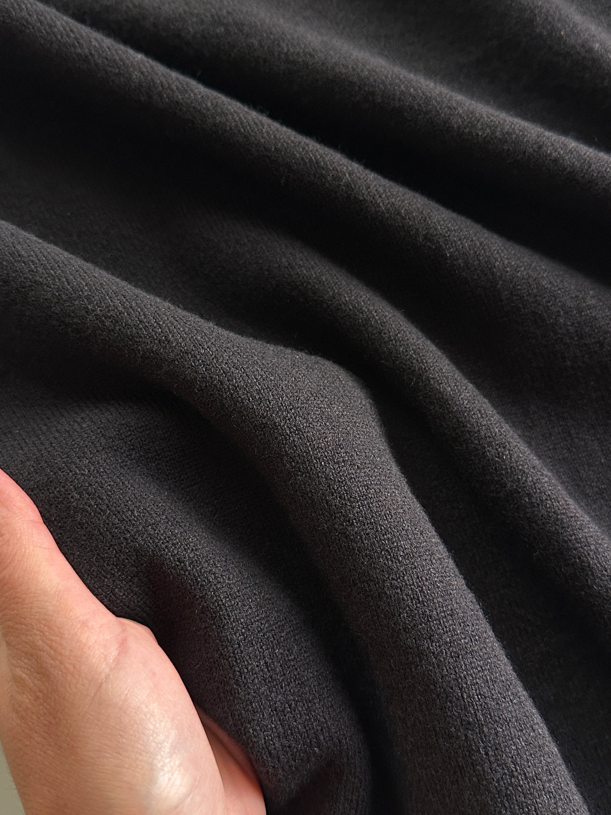 Black Fine Wool V-Neck Sweater