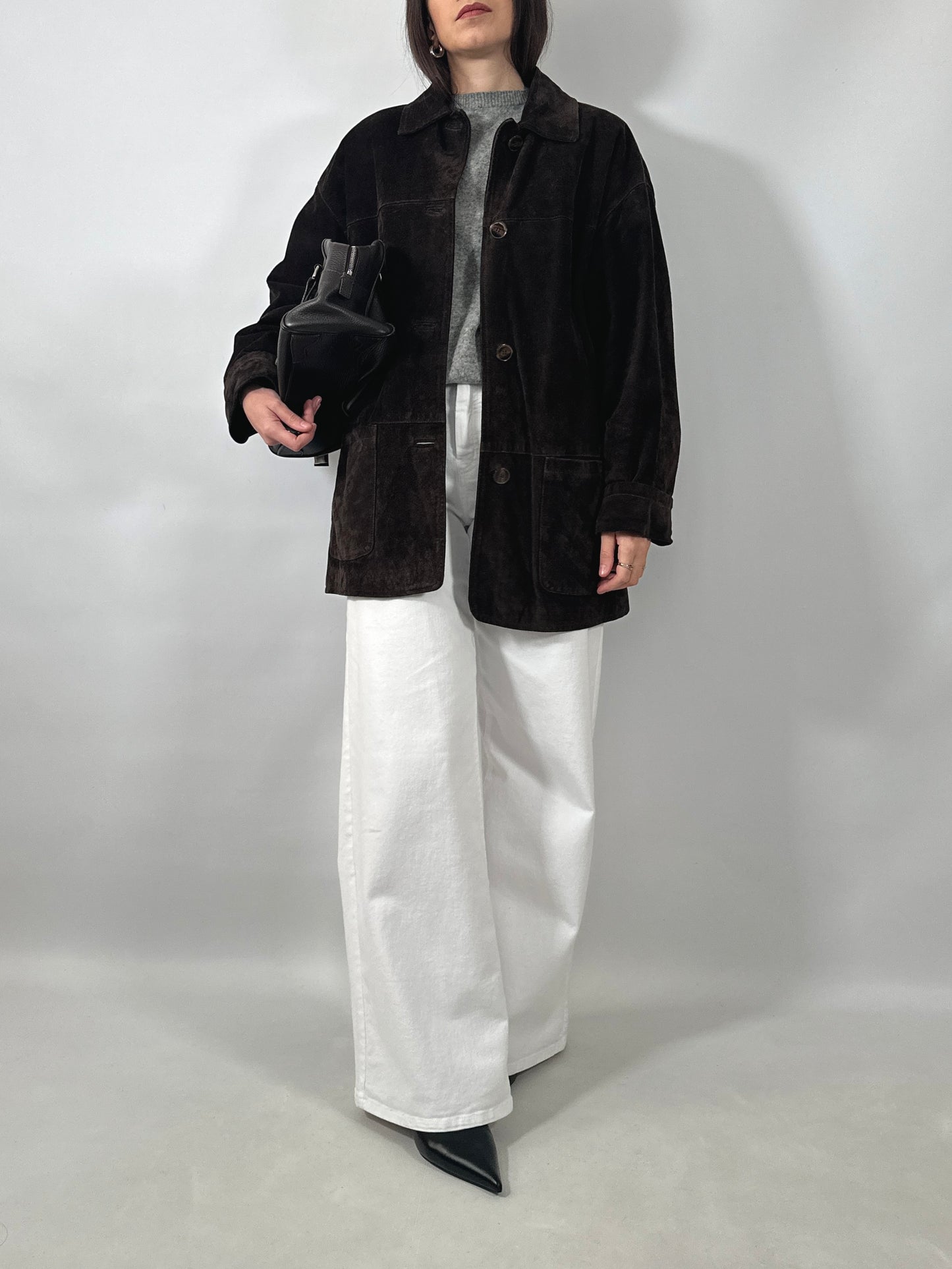Vintage Suede Button-Up Jacket