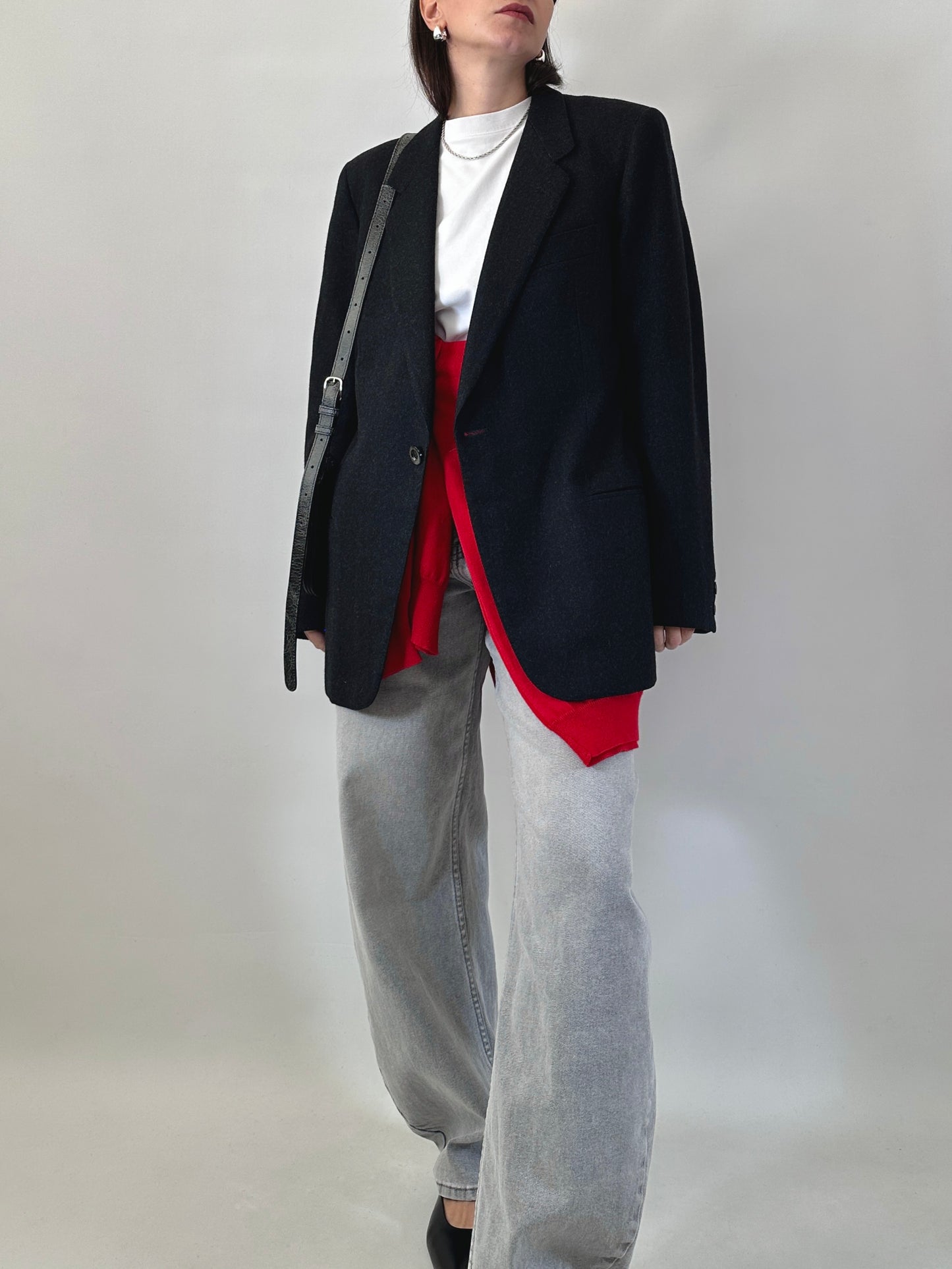 Vintage wool one-button blazer