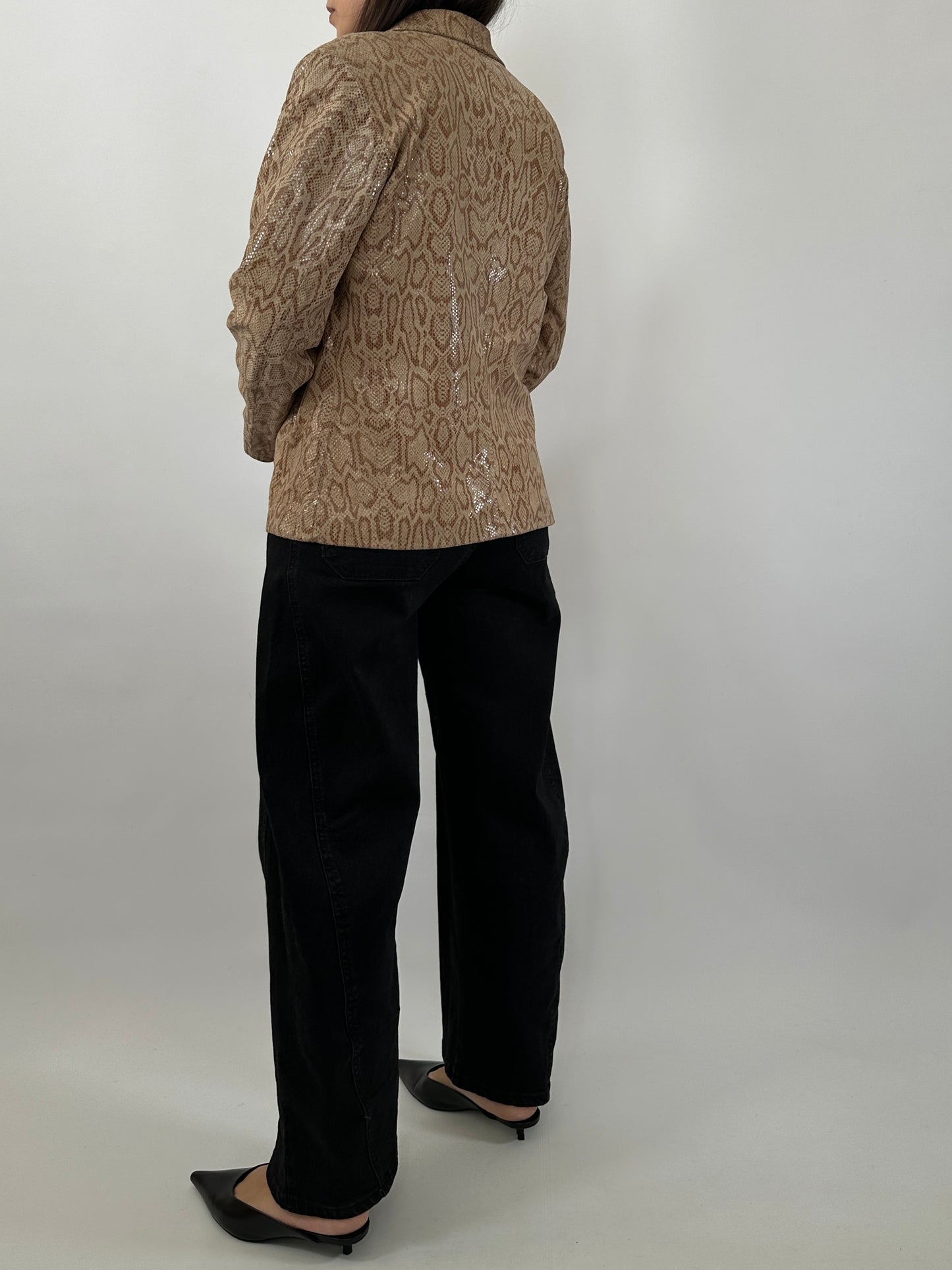 Vintage Snake Print Leather Jacket