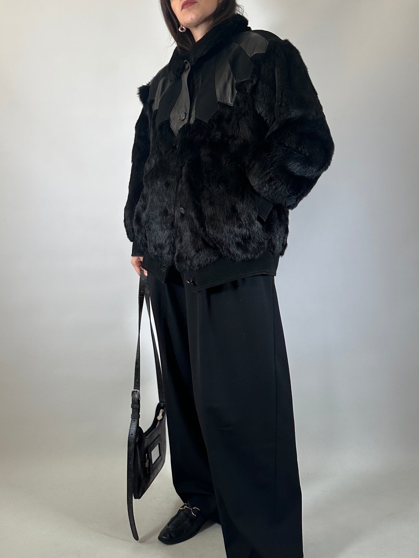 Vintage Fur & Leather Panel Jacket