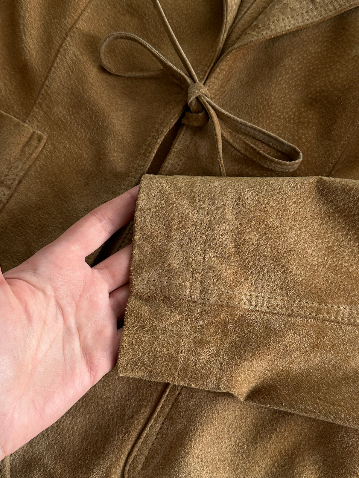 Tan Suede Tie-Front Blazer