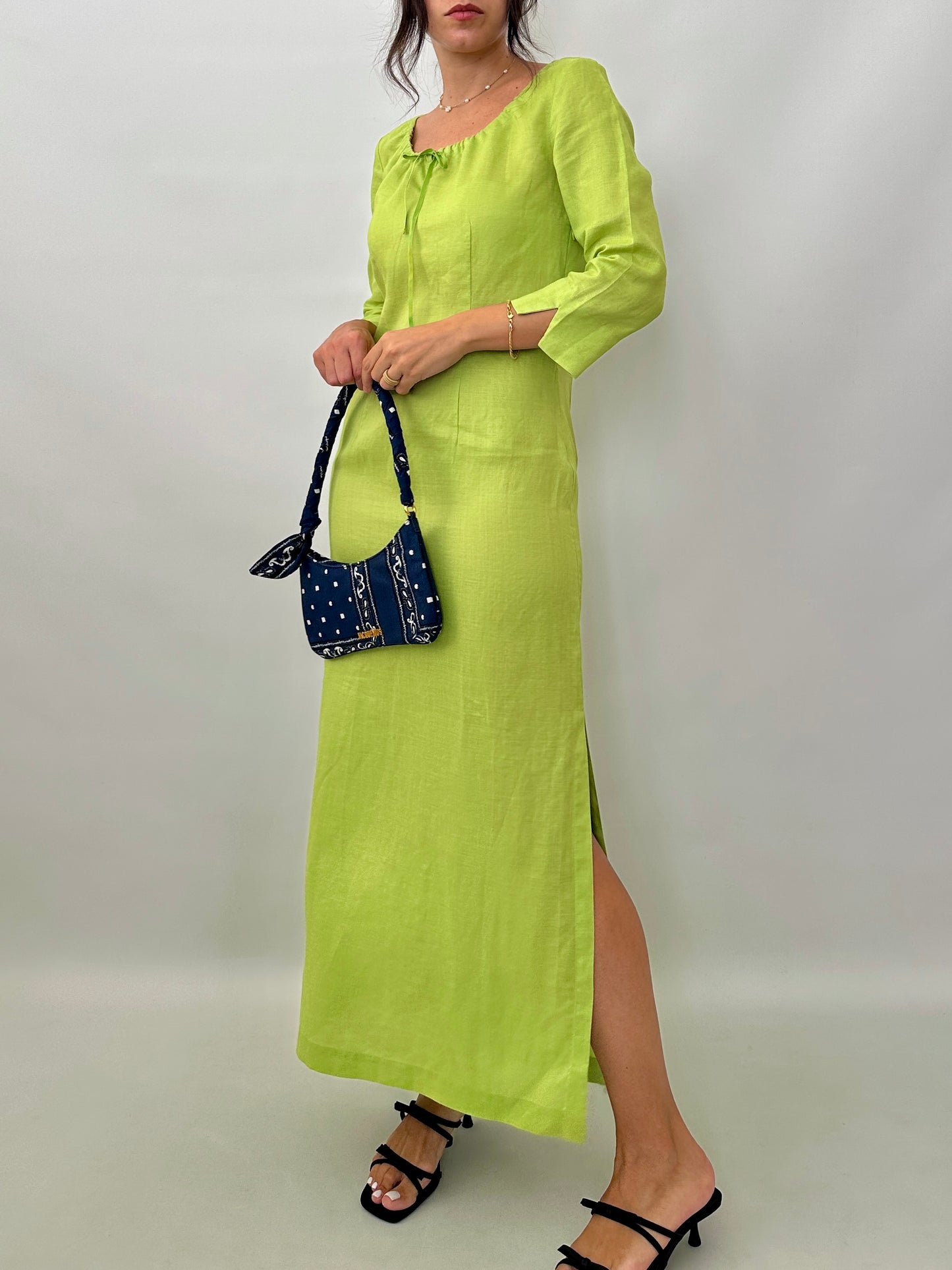 Lime green boho maxi dress