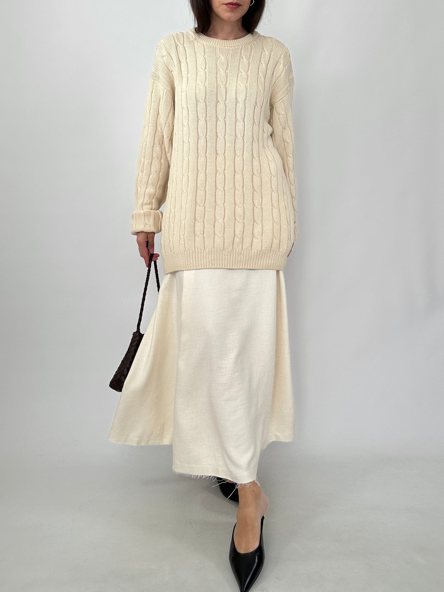 Cream Cable Knit Pure Cotton Sweater