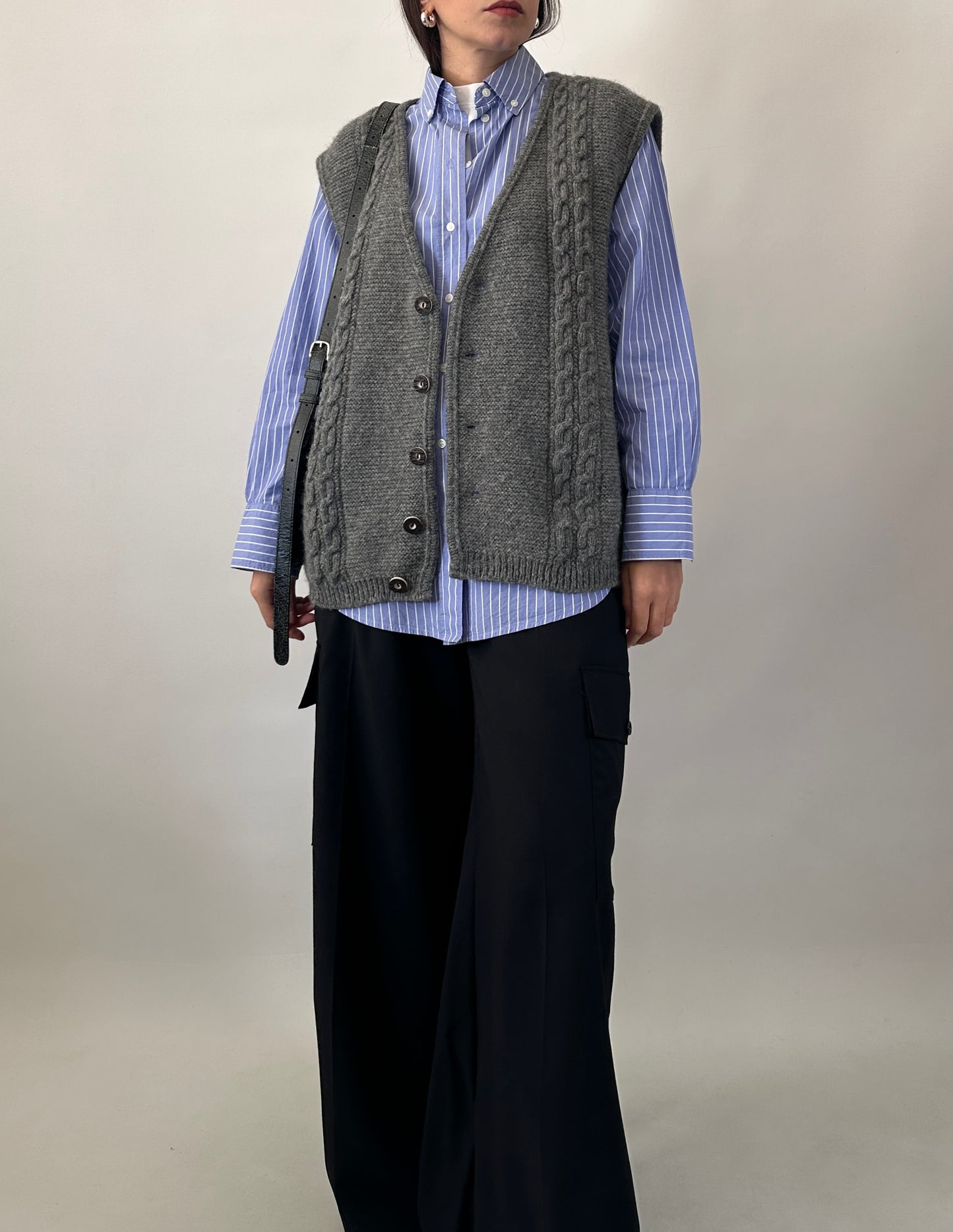Chunky button-front knit vest
