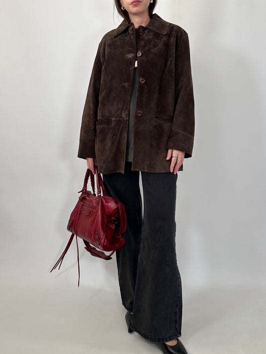 Vintage Dark Brown Suede Jacket