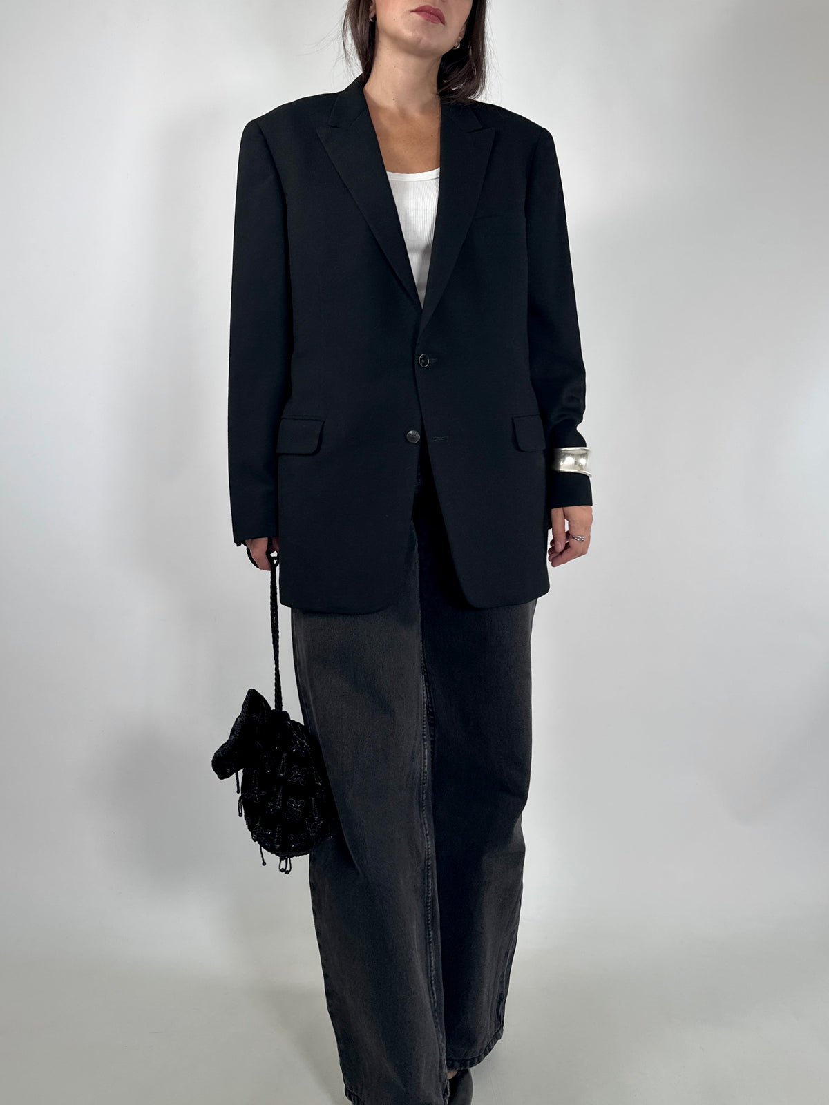 Black Wool Tailored Blazer