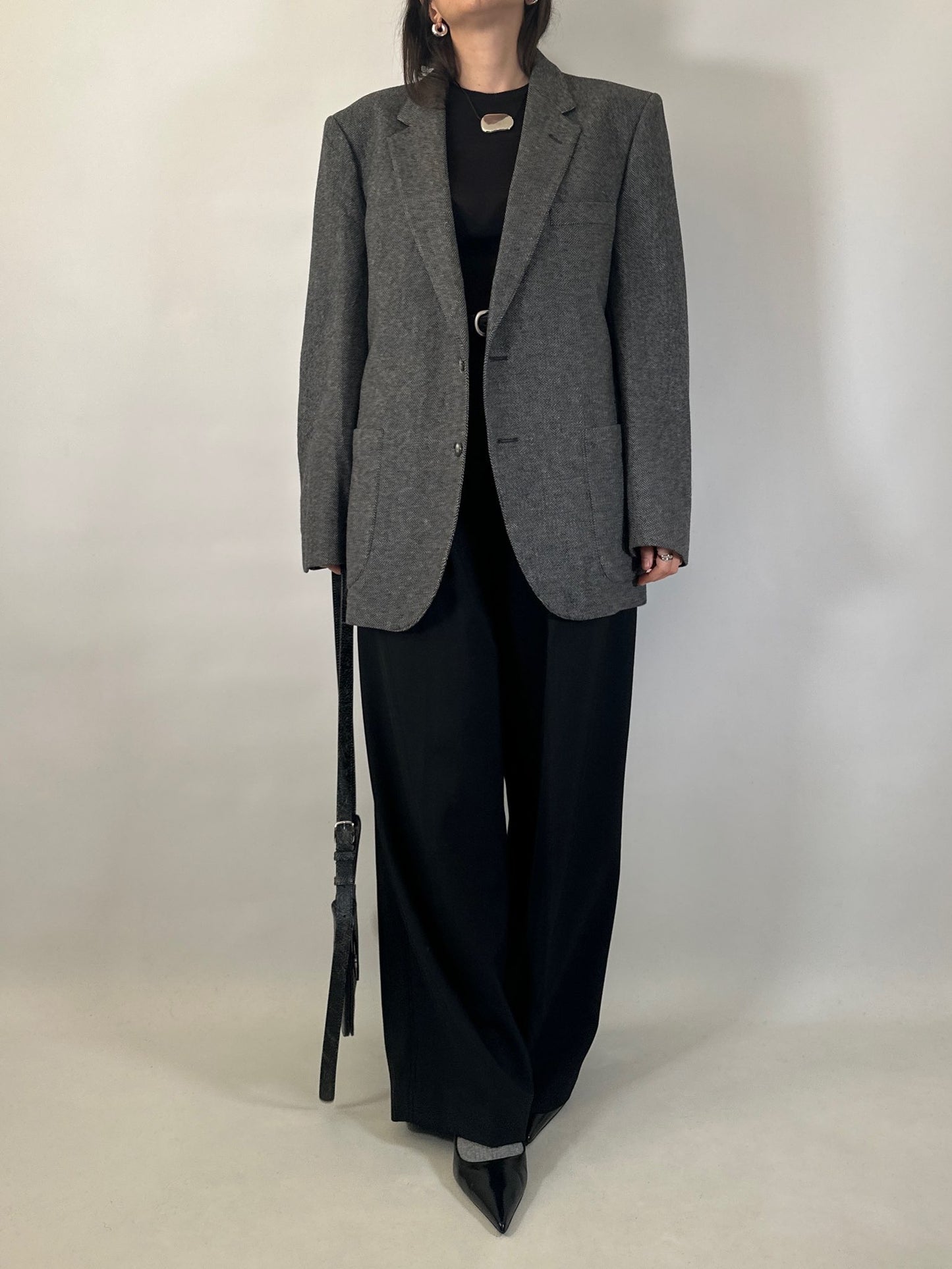 Vintage Herringbone Cashmere Blend Blazer