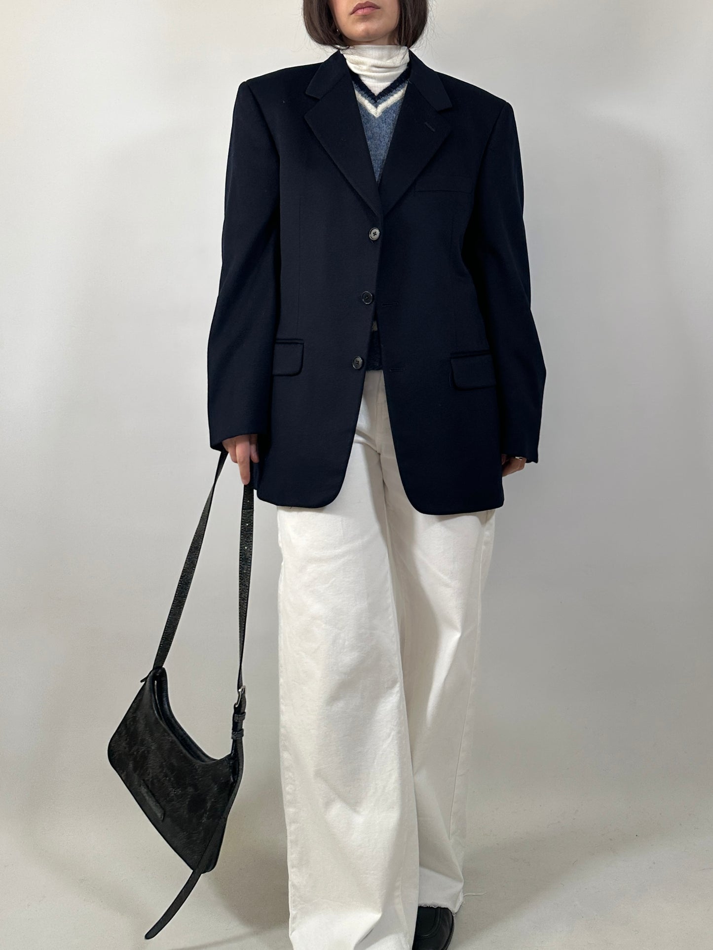 Vintage Navy Cashmere Blend Blazer