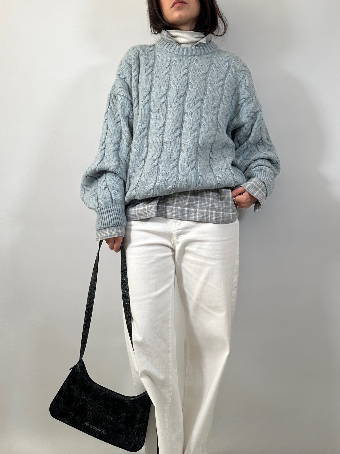 Light Blue Cable Knit Sweater