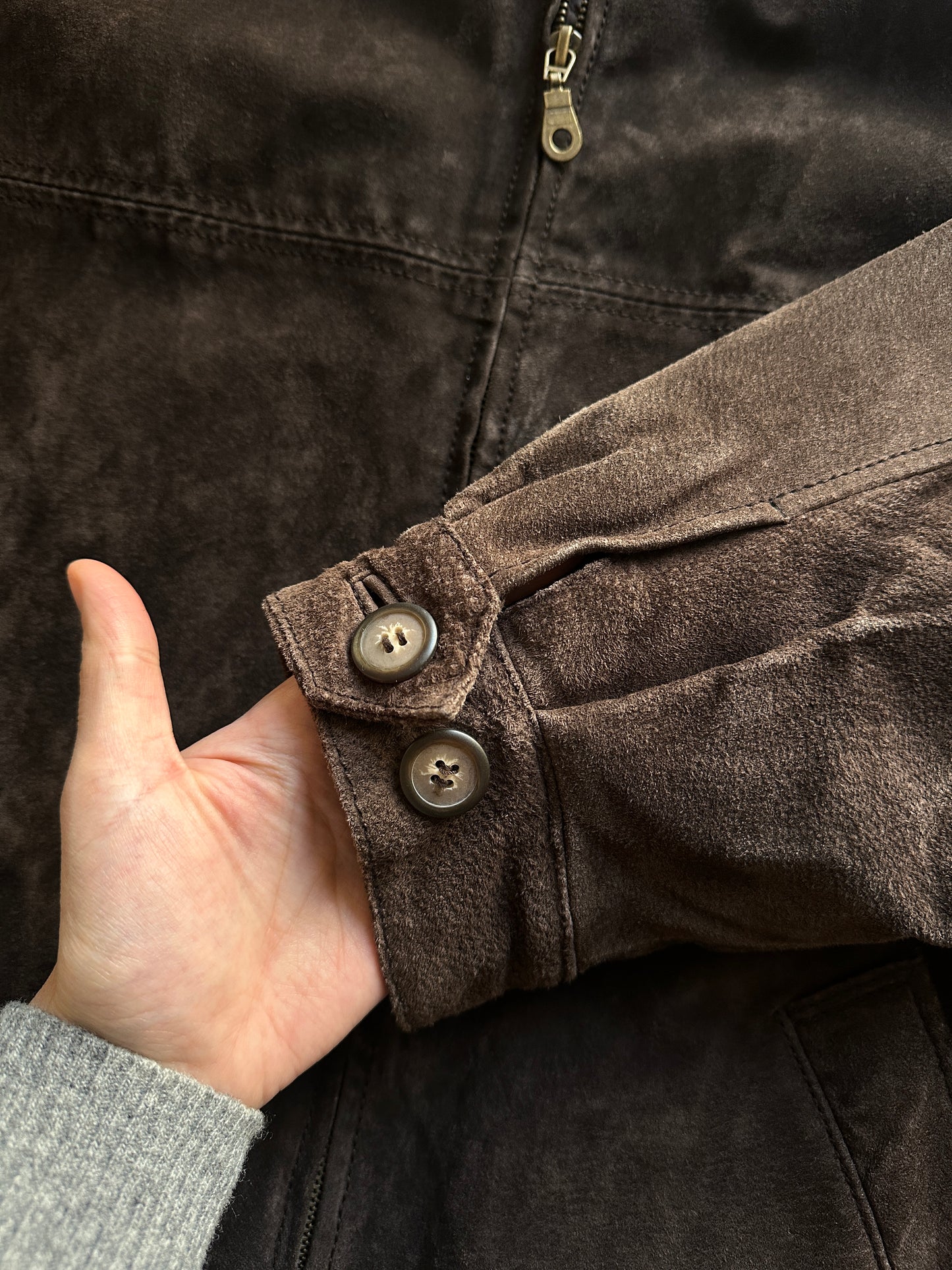 Vintage Zipped Suede Leather Jacket