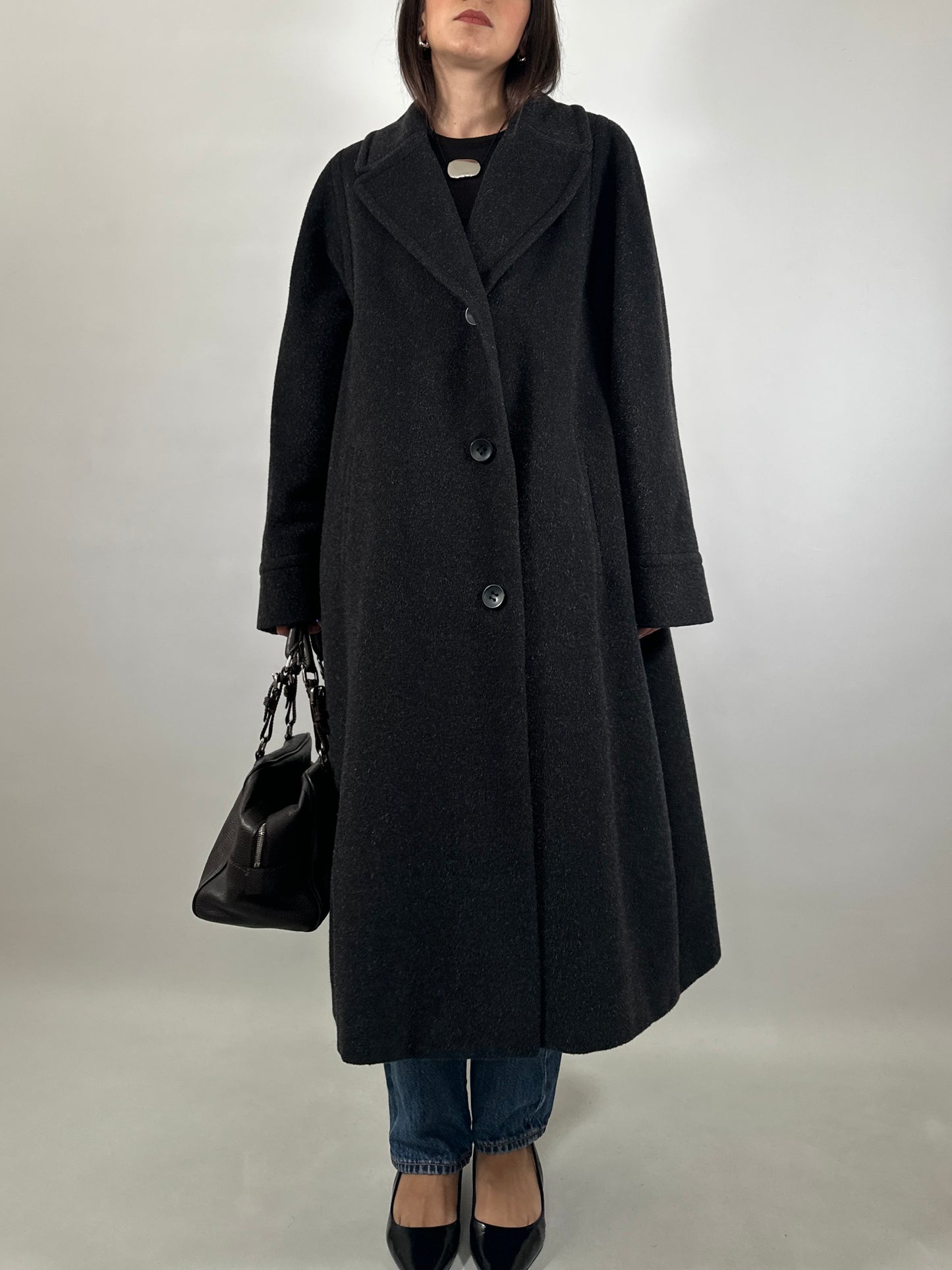 Grey Mohair Oversized Coat