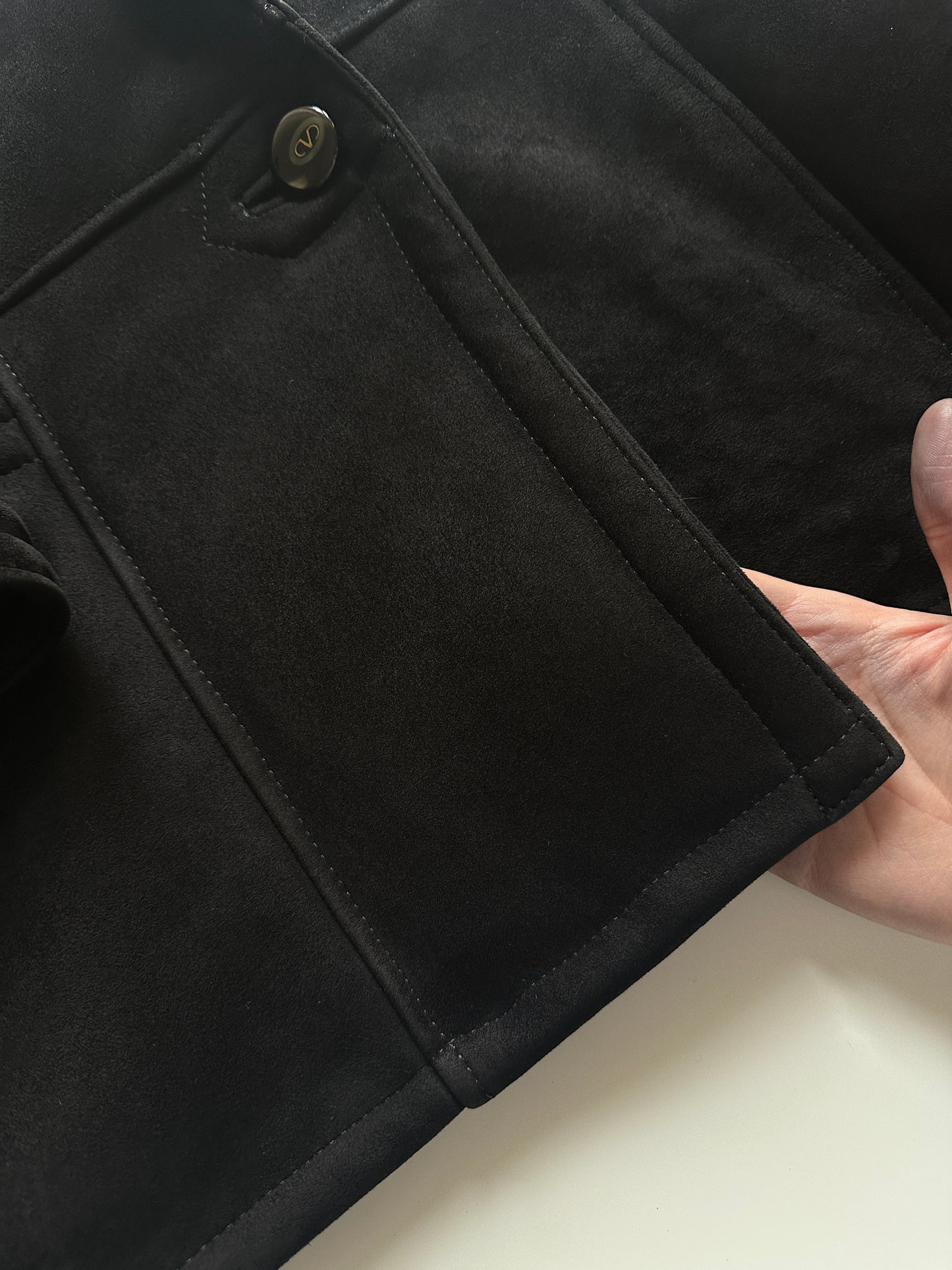 Black Suede Shearling Coat