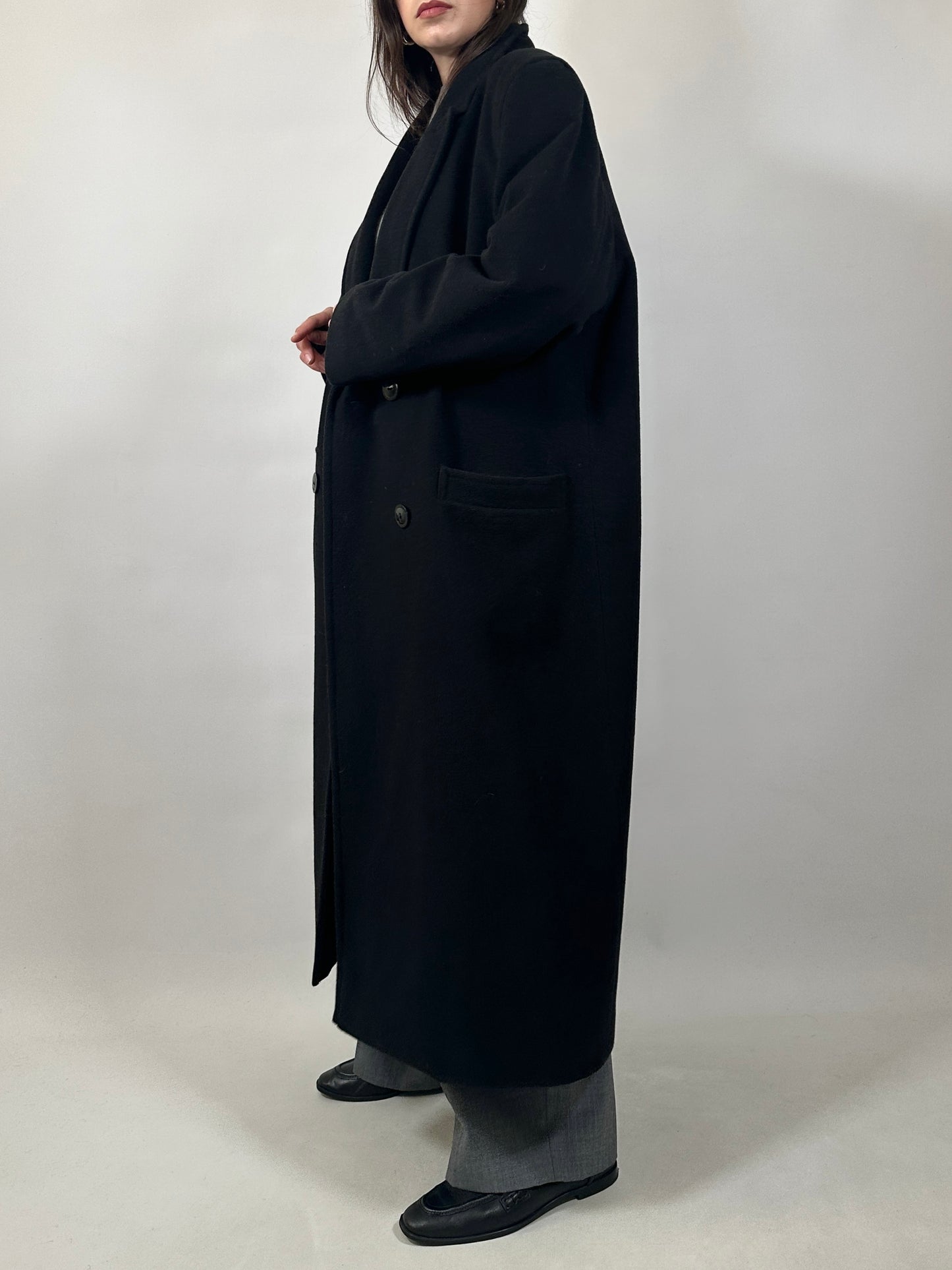 Vintage Long Black Wool Coat