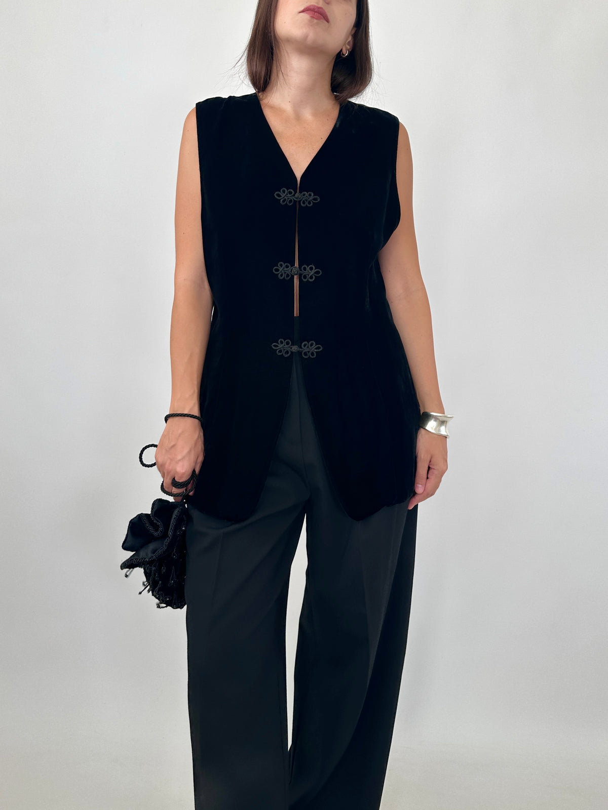 Velvet Vest with Frog Closures